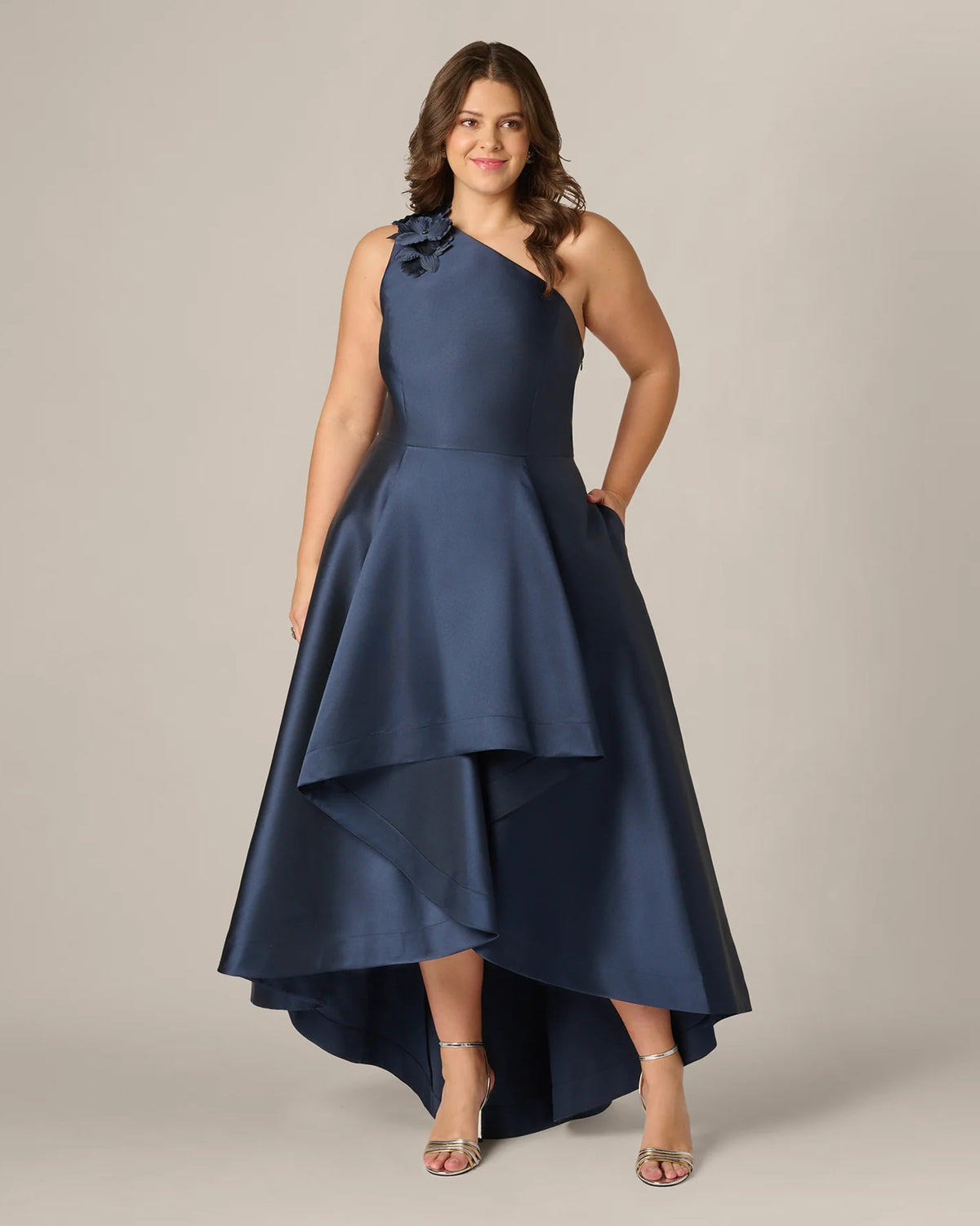 one-shoulder a-line maxi mother of the bride dress - image 3