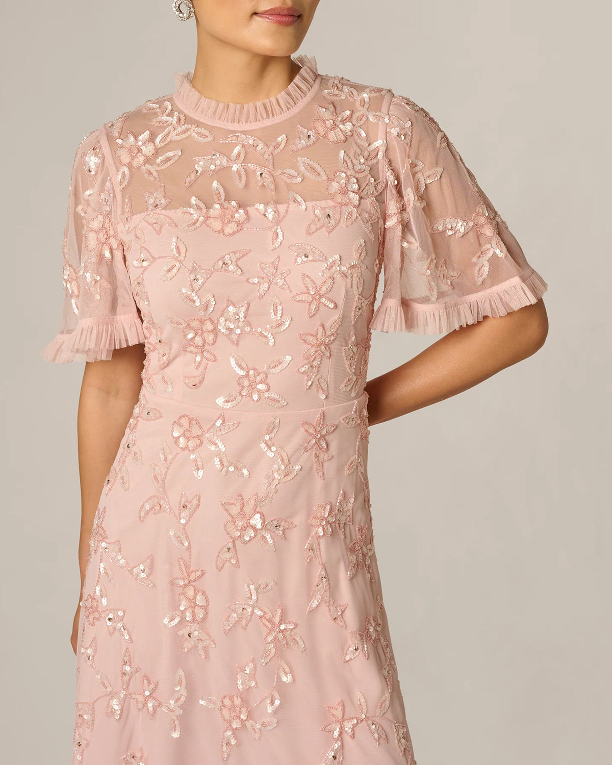 flutter-sleeve a-line midi mother of the bride dress - image 3