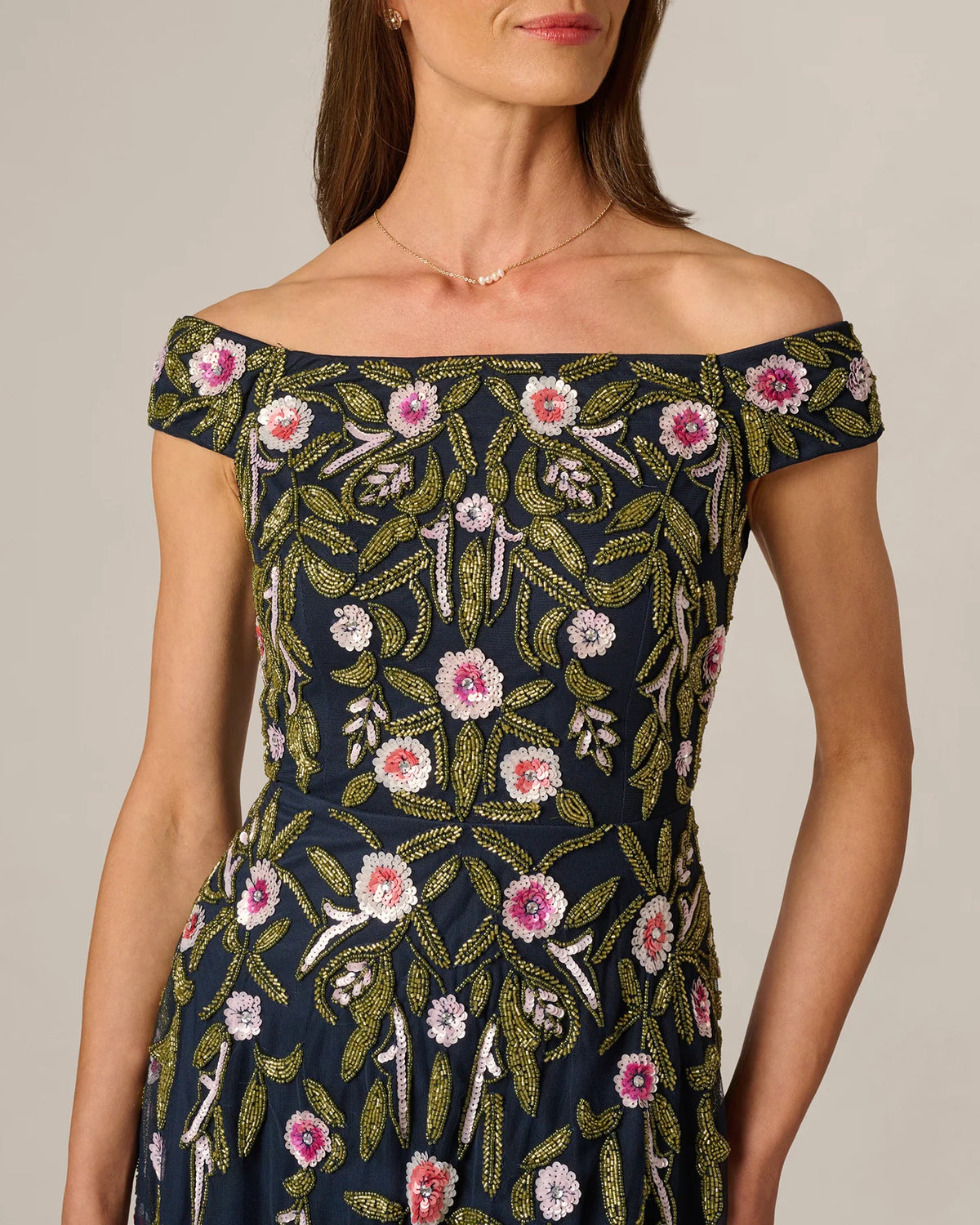 off-shoulder a-line maxi mother of the bride dress - image 3