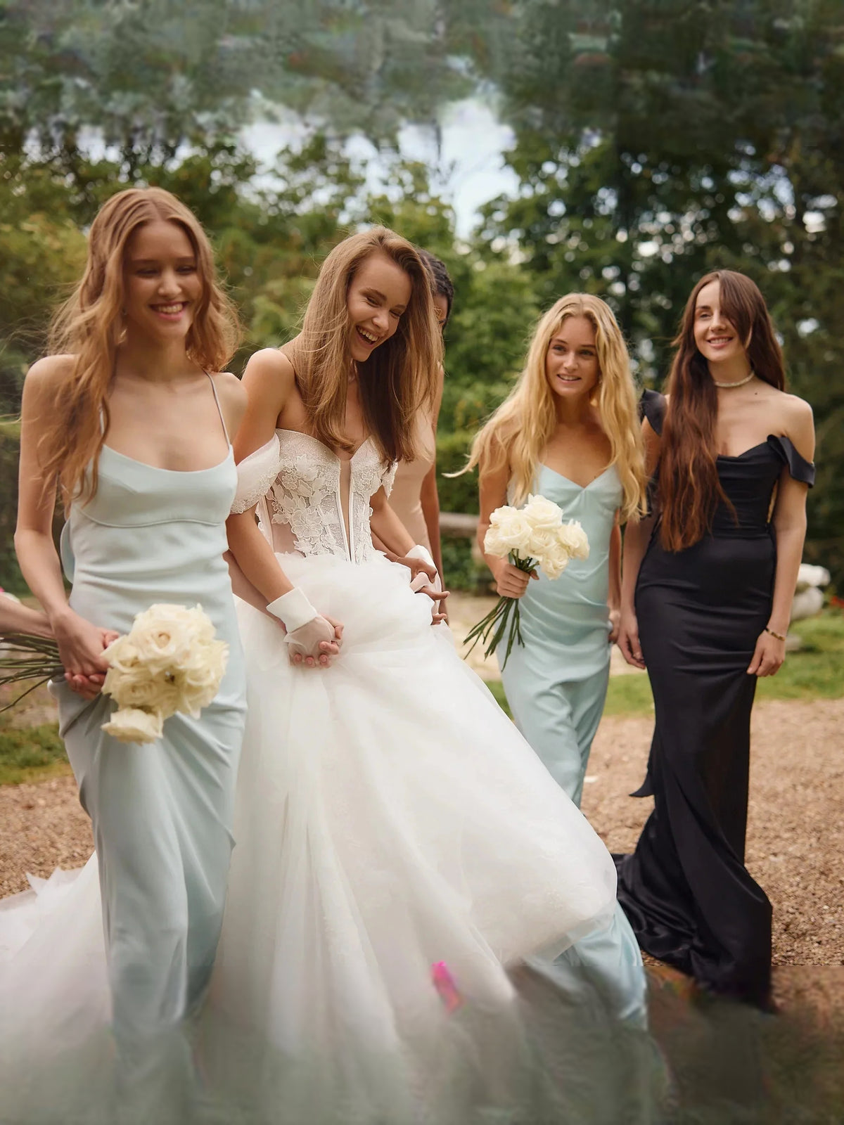 Ivory floor-length wedding dress, alternate view showing the dress shape and hem