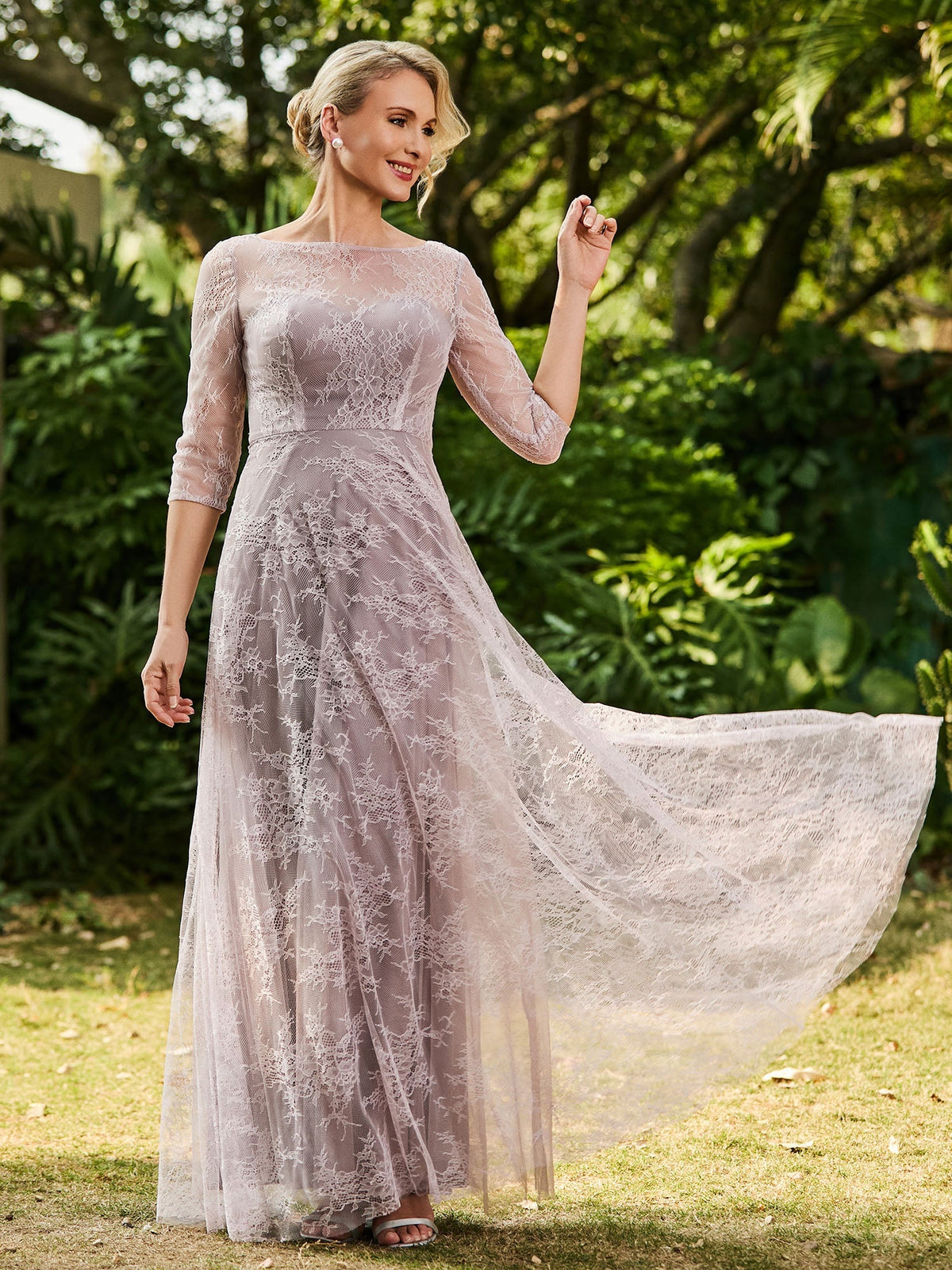 Dusk maxi mother of the bride dress, alternate view showing the dress shape and hem