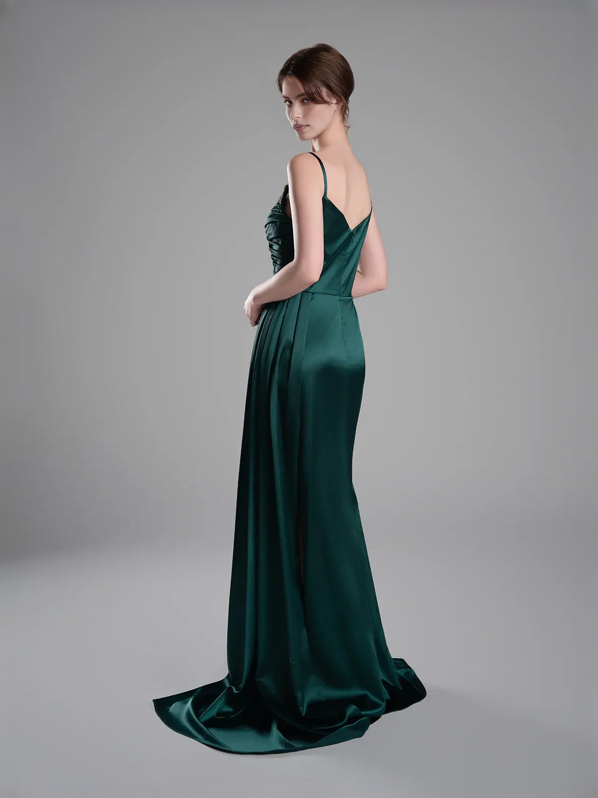 Peacock mermaid floor-length formal dress with beading, alternate view