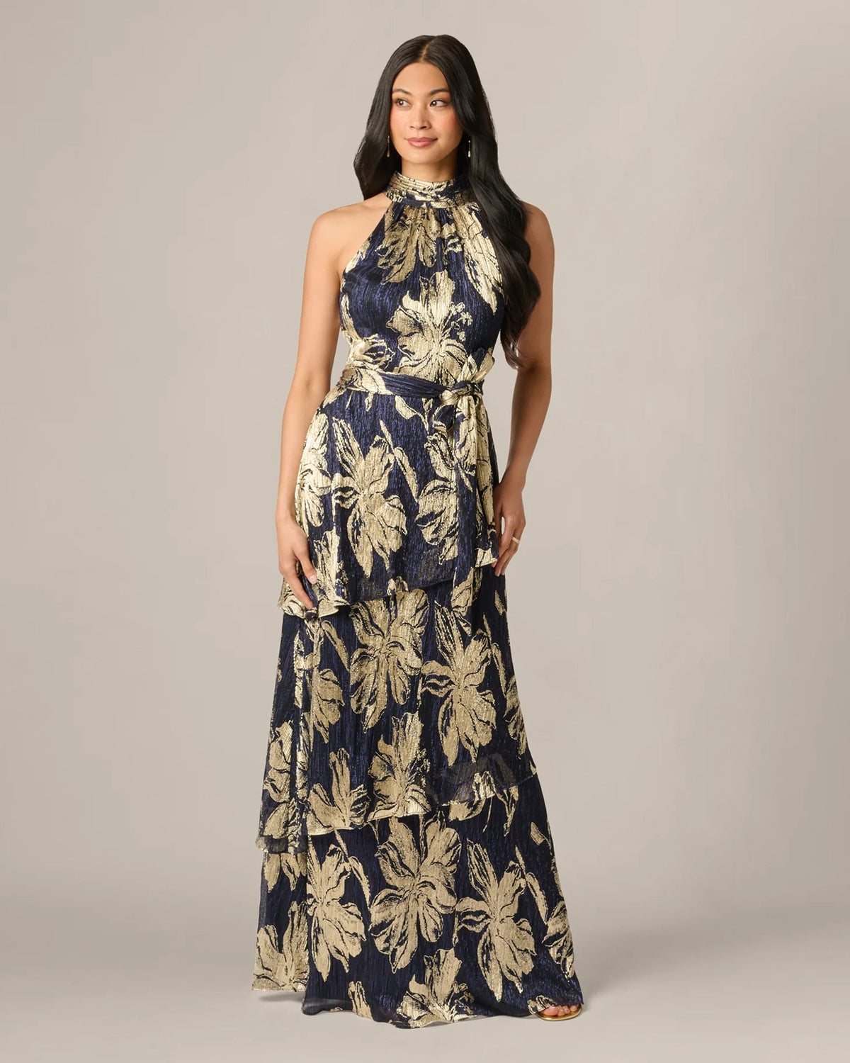 halter neck a-line maxi mother of the bride dress - image 3