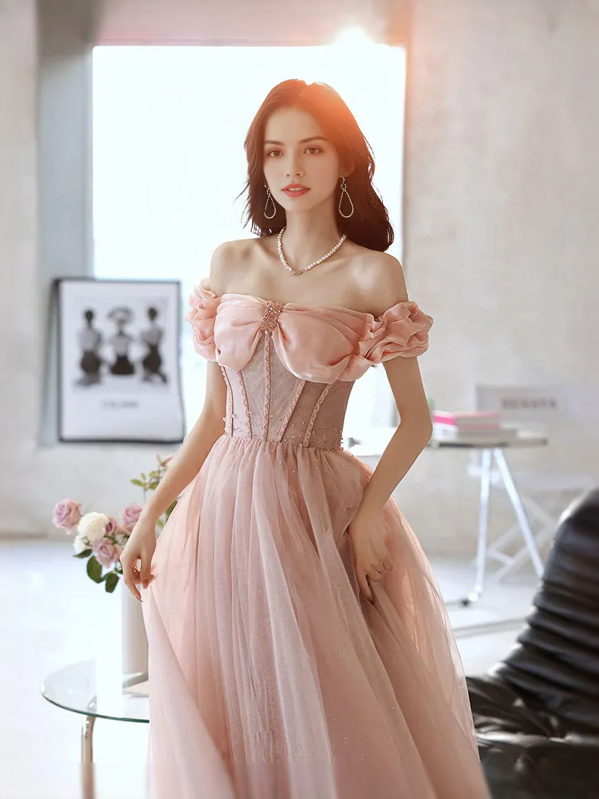 Light Pink floor-length prom dress, alternate view showing the dress shape and hem