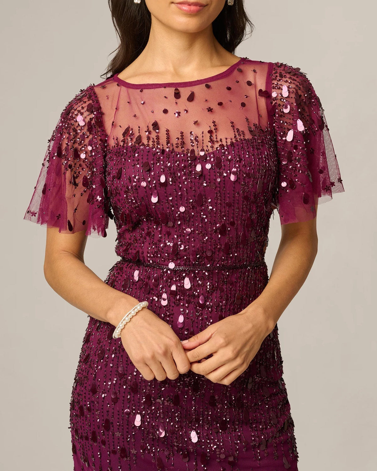flutter-sleeve a-line midi mother of the bride dress - image 3