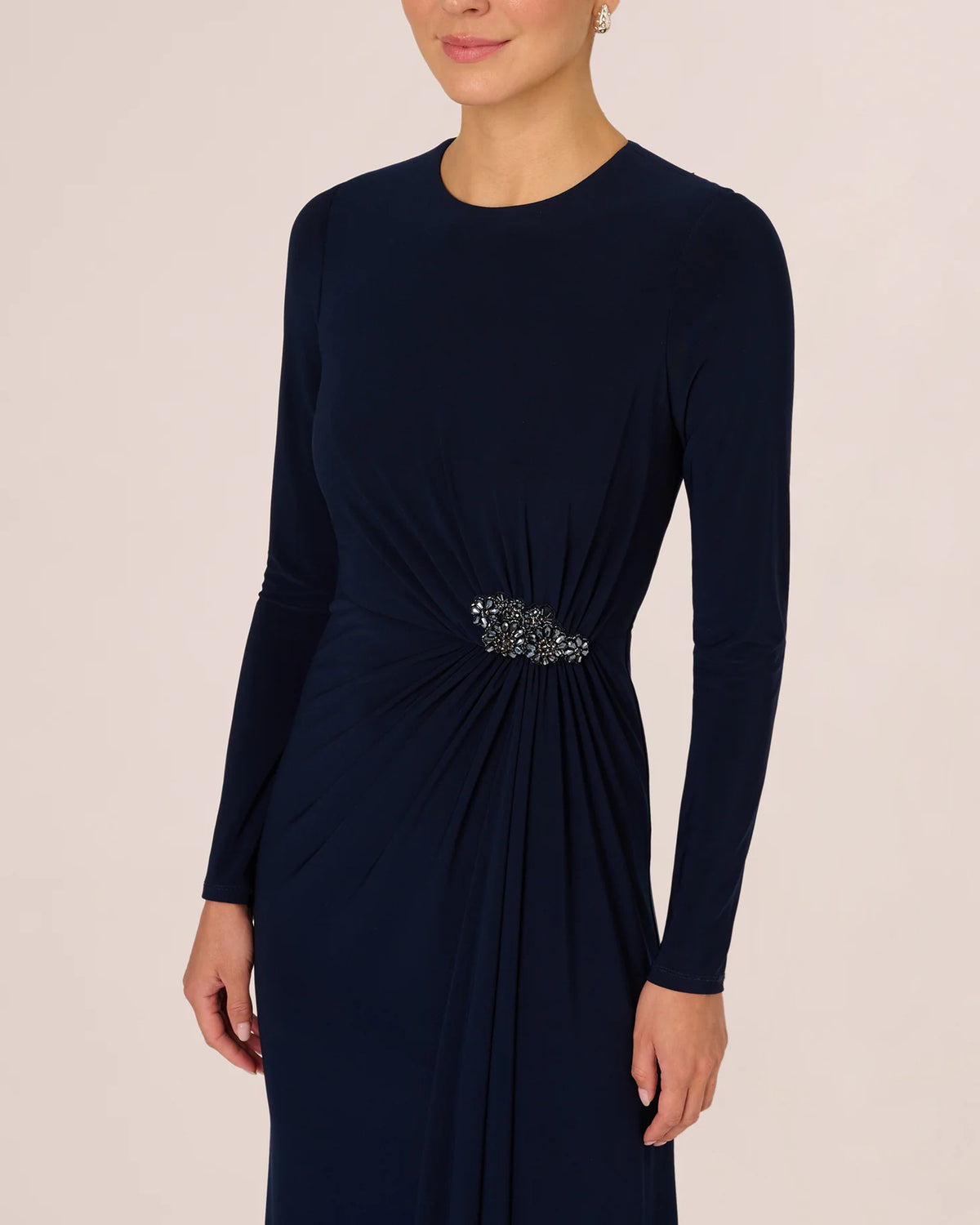 long-sleeve a-line maxi mother of the bride dress - image 3