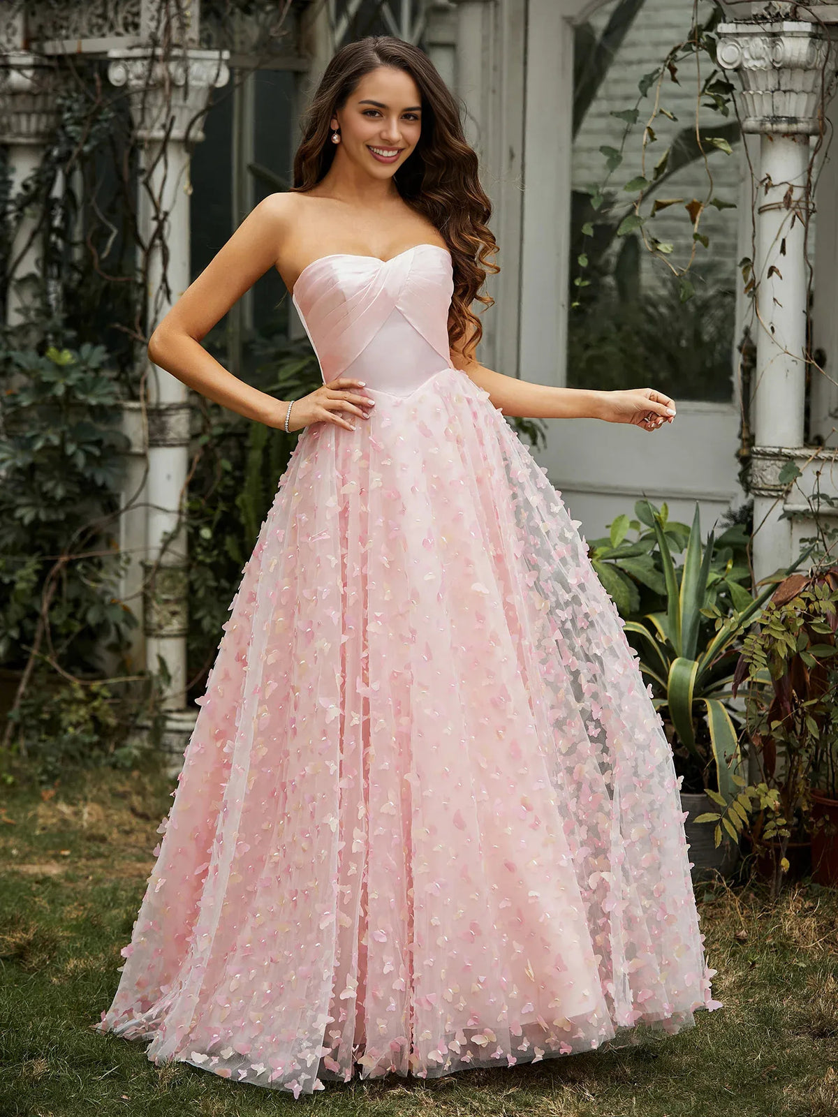 Blush Pink floor-length prom dress, alternate view showing the dress shape and hem