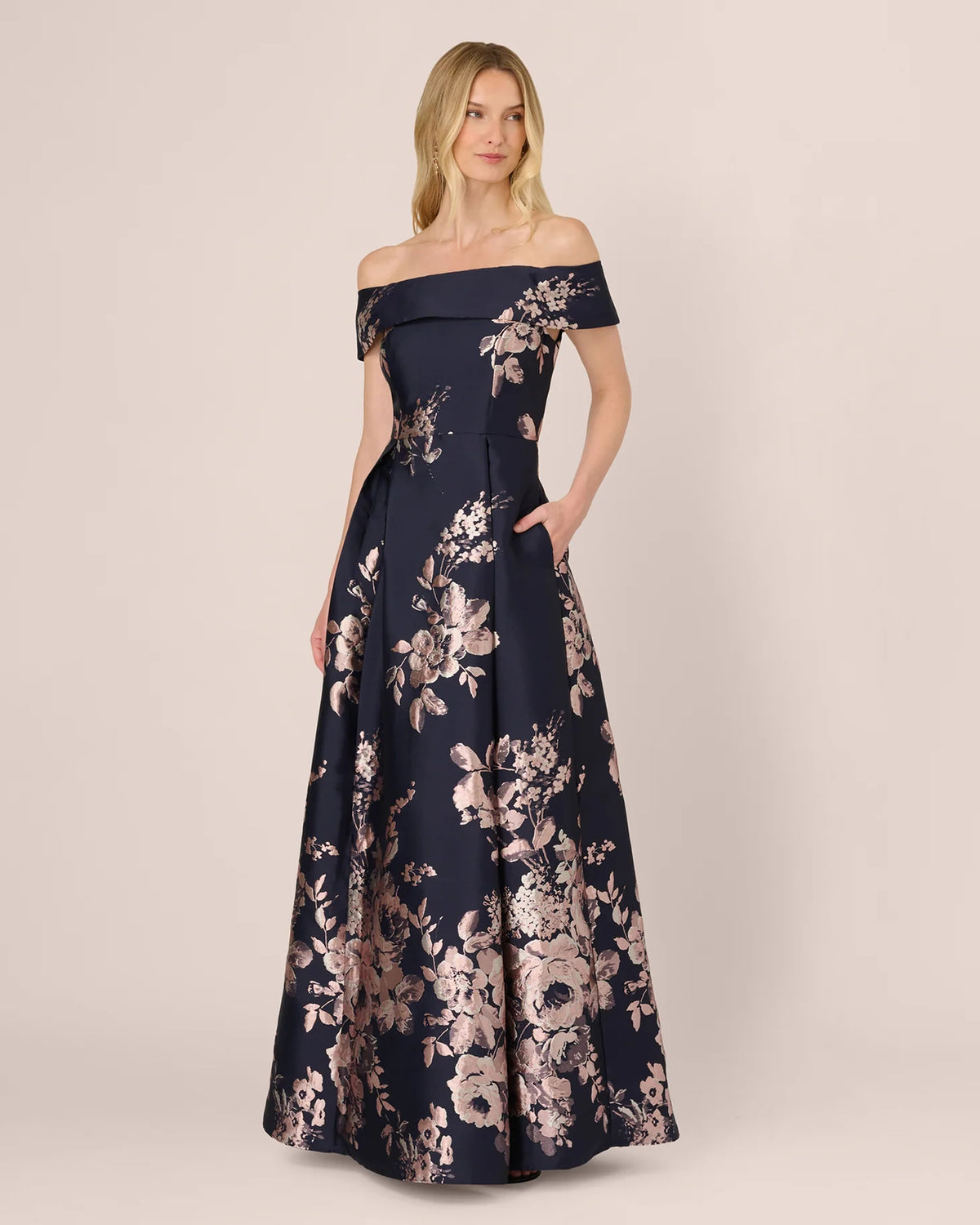 off-shoulder a-line maxi mother of the bride dress - image 3