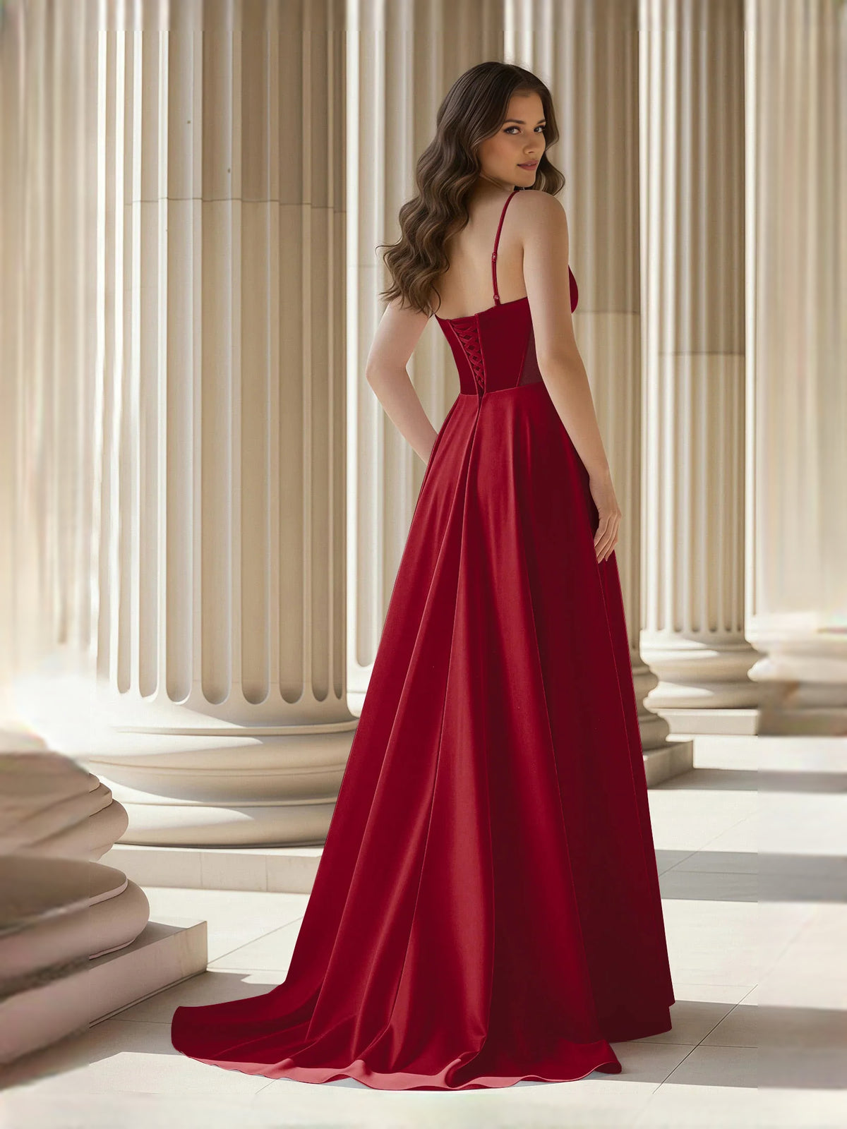 Black floor-length prom dress, alternate view showing the dress shape and hem