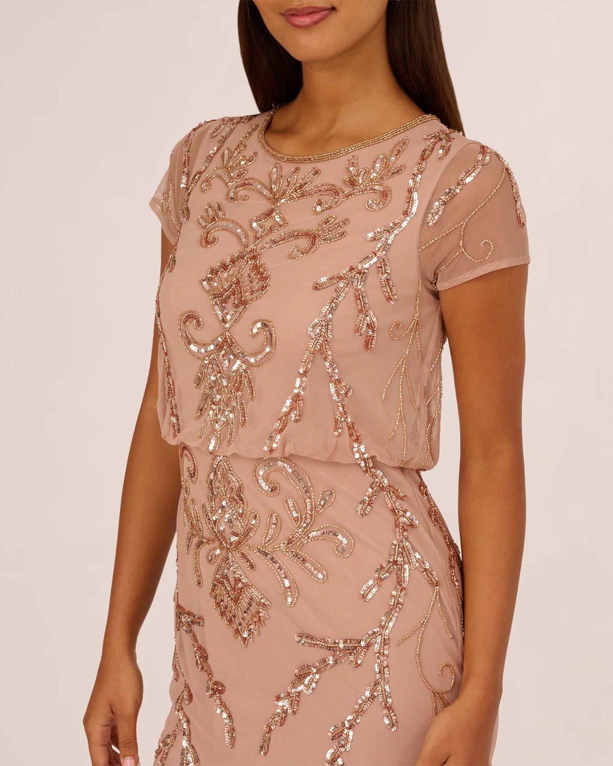 short-sleeve a-line maxi mother of the bride dress - image 3