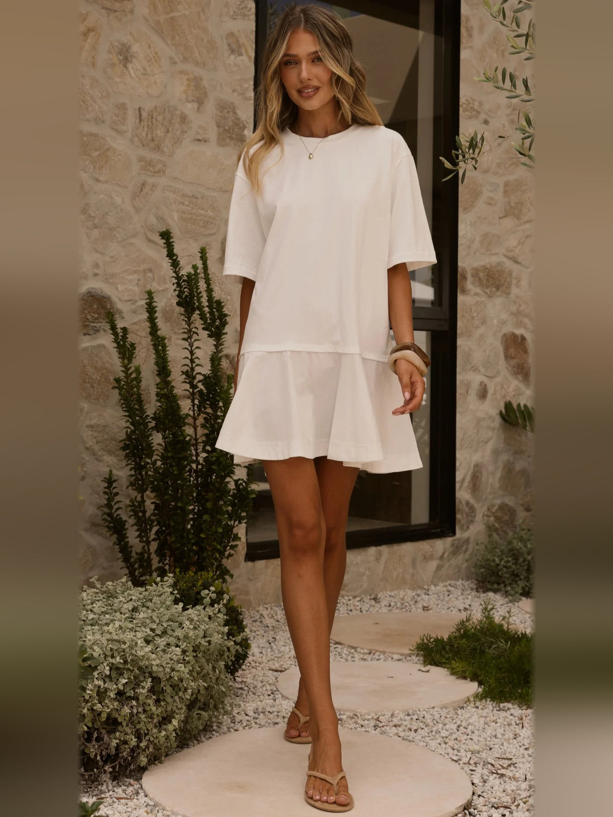 Off White mini homecoming dress, alternate view showing the dress shape and hem