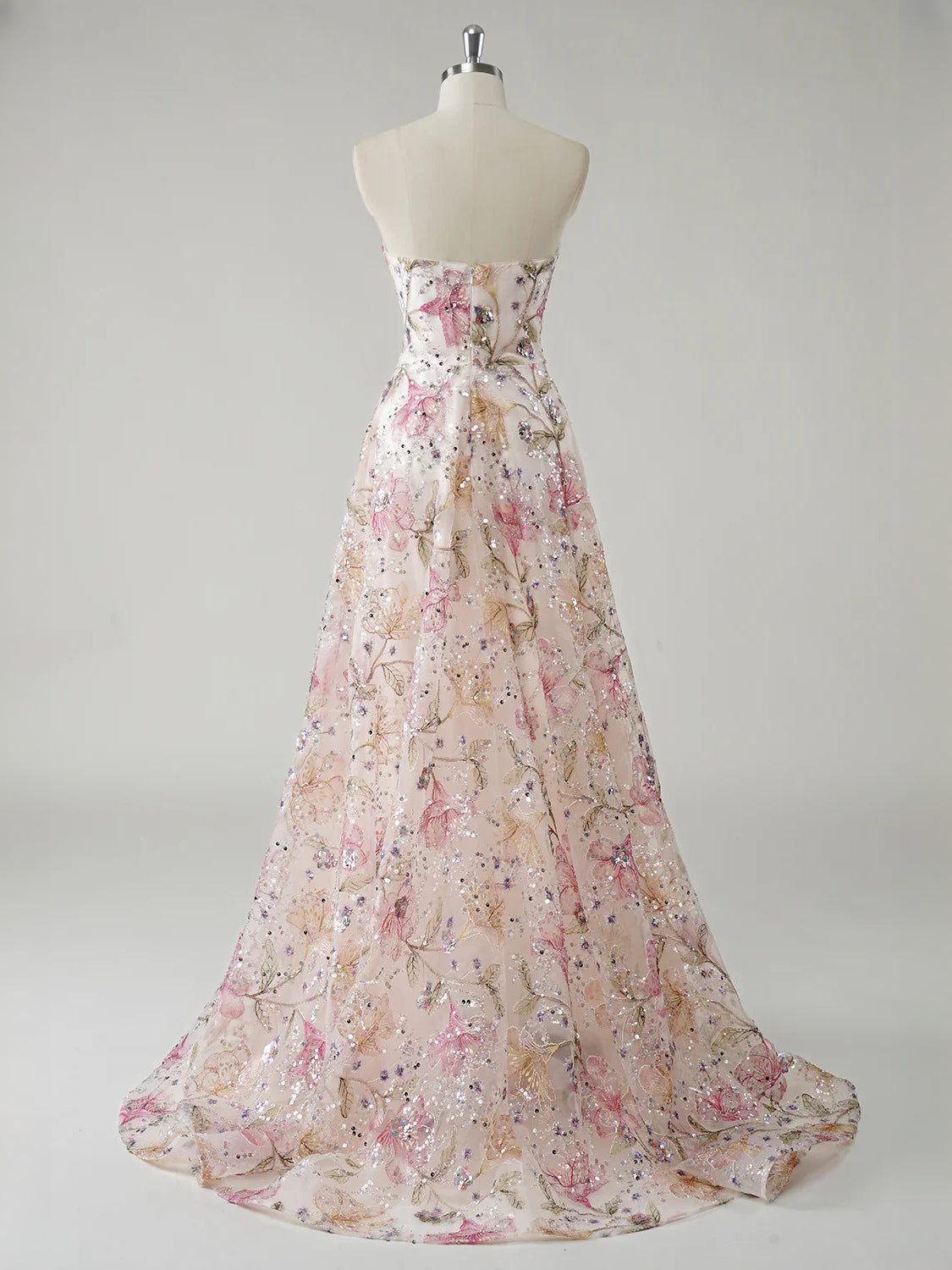 As Picture floor-length prom dress, alternate view showing the dress shape and hem