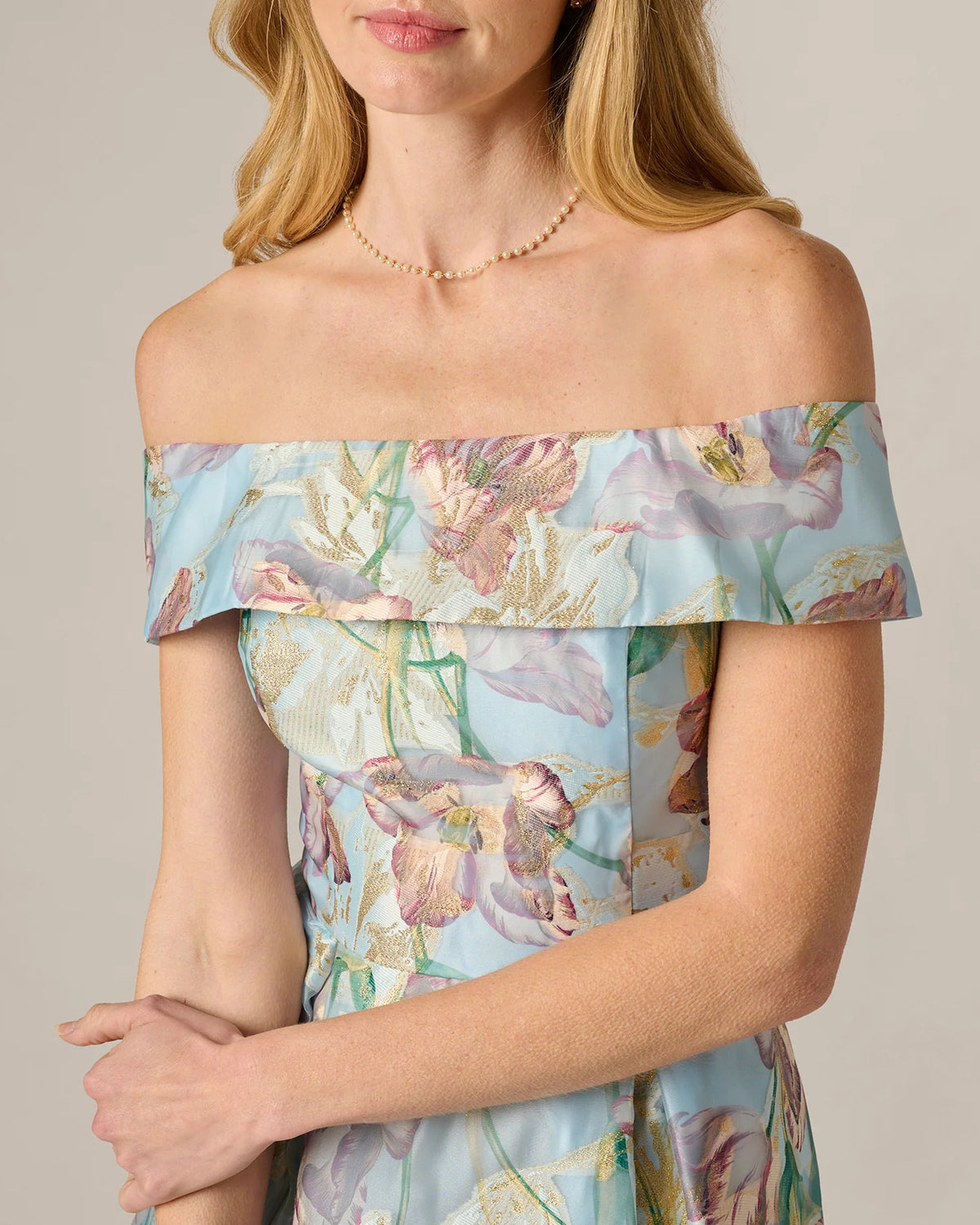 off-shoulder a-line maxi mother of the bride dress - image 3