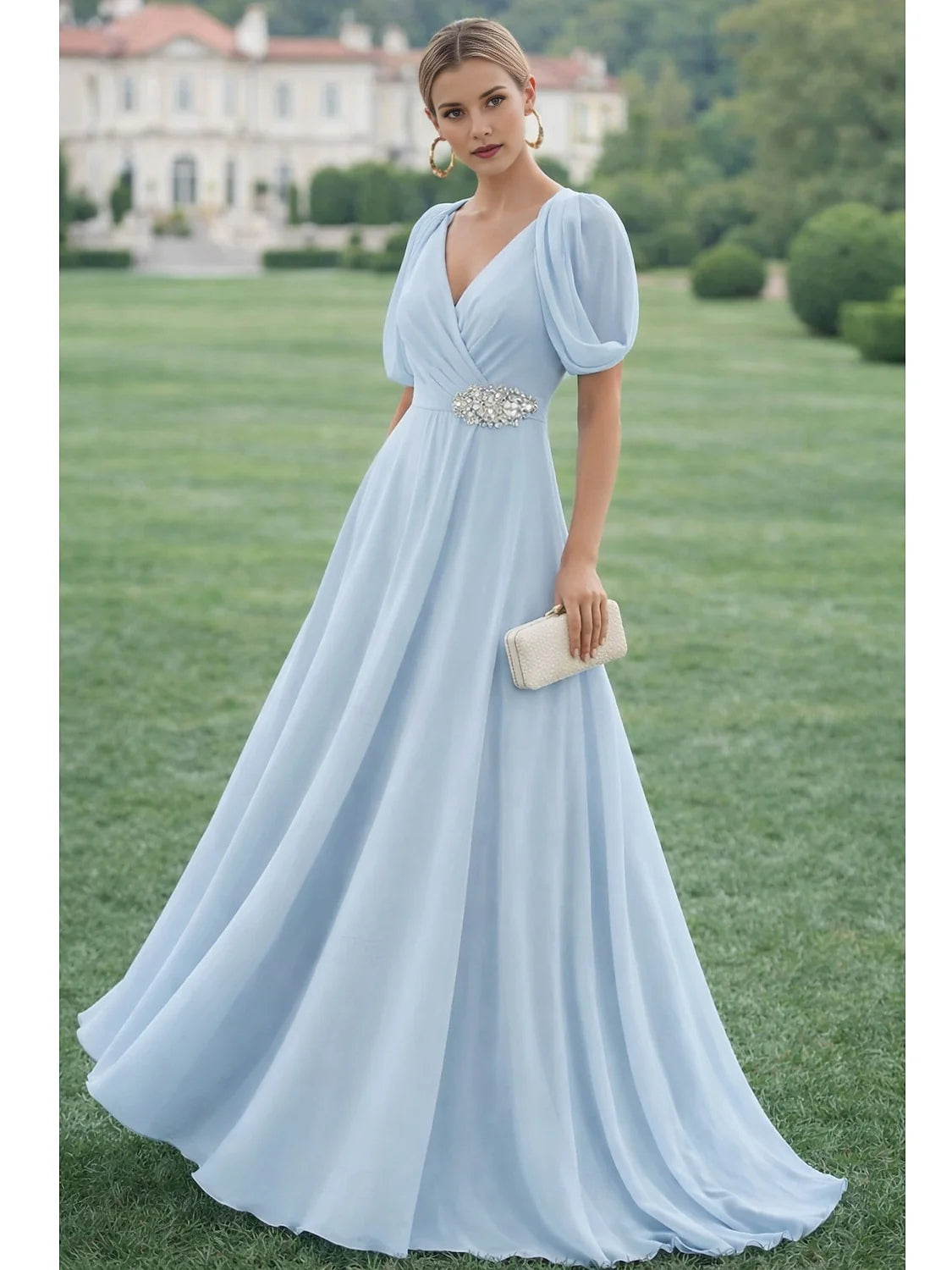 Sky Blue floor-length prom dress, alternate view showing the dress shape and hem