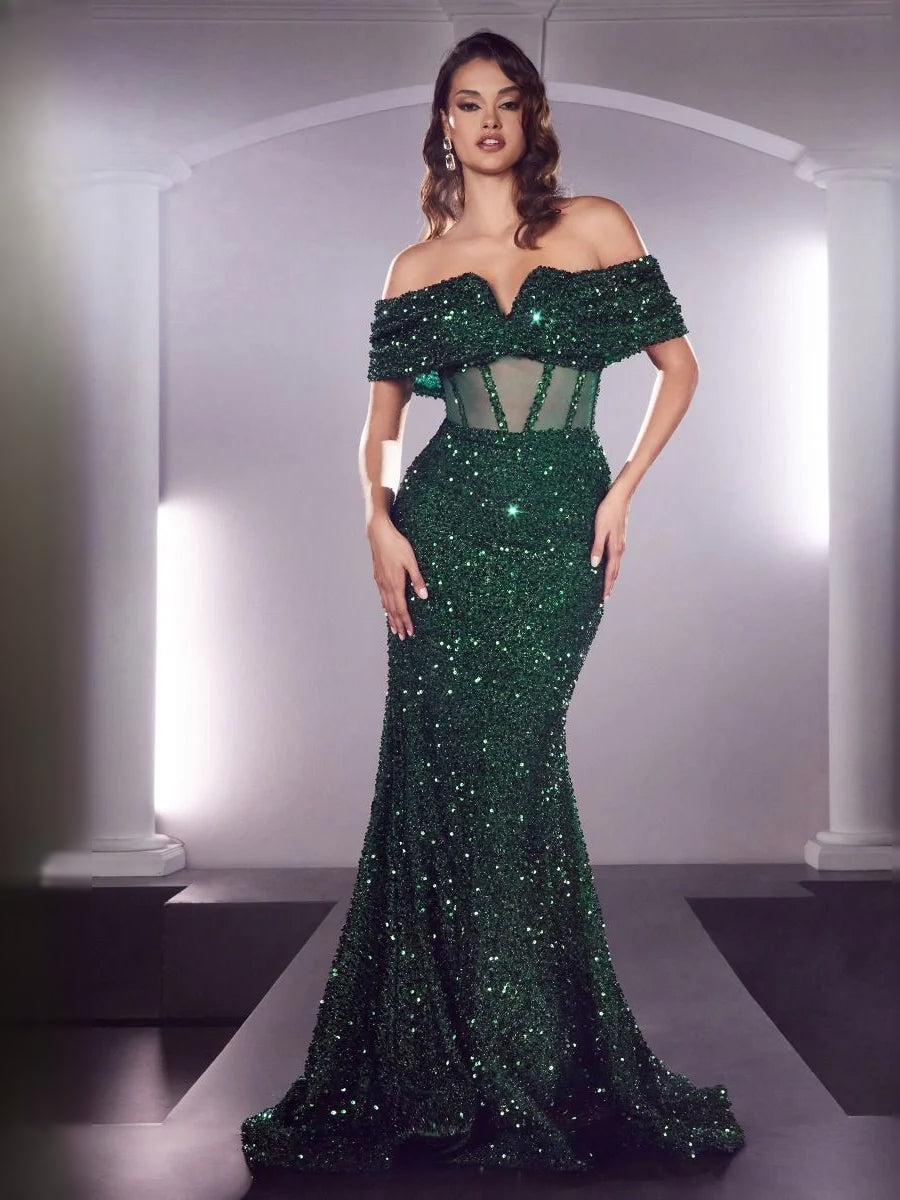 Emerald Green floor-length prom dress, alternate view showing the dress shape and hem