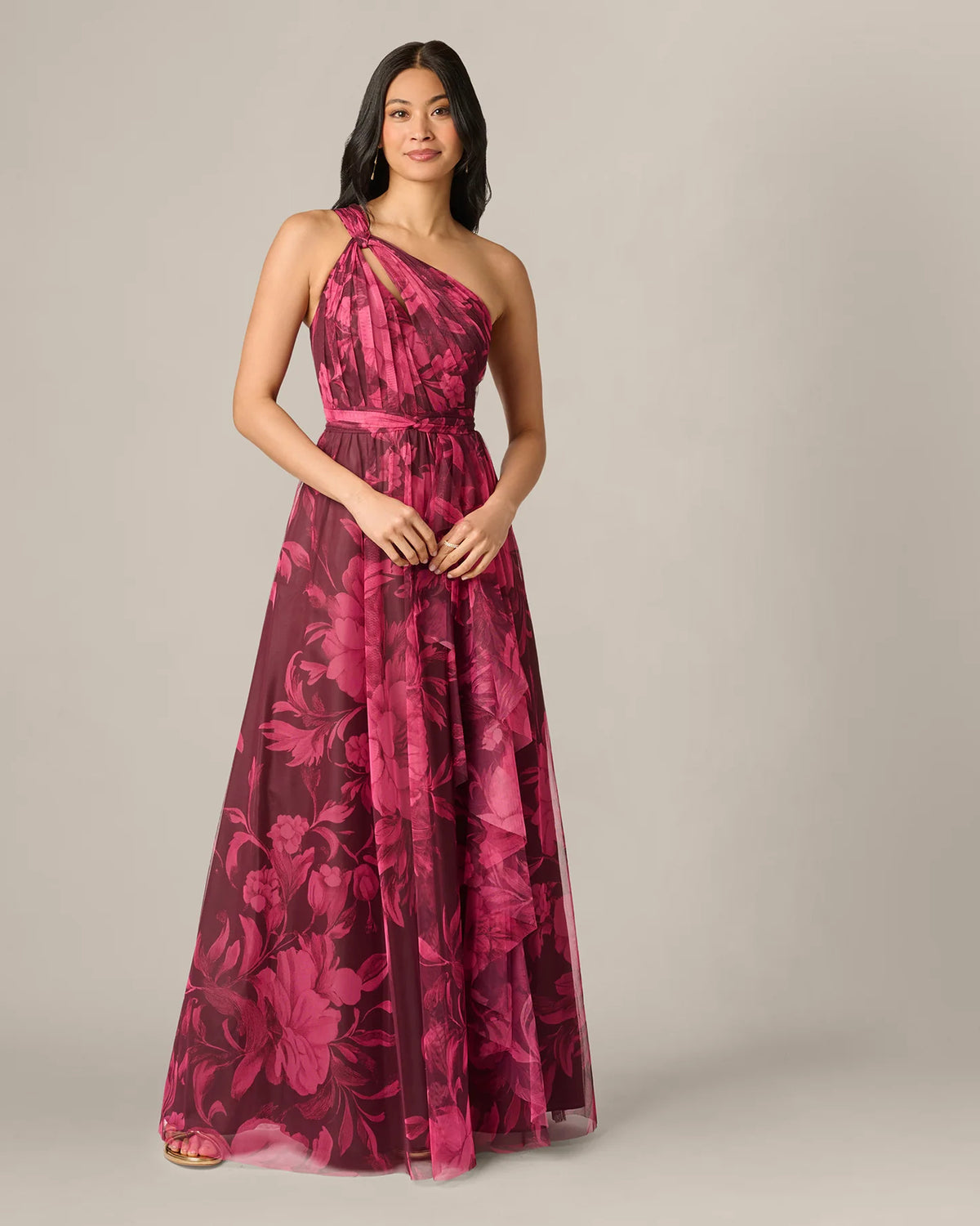 one-shoulder a-line maxi mother of the bride dress - image 3
