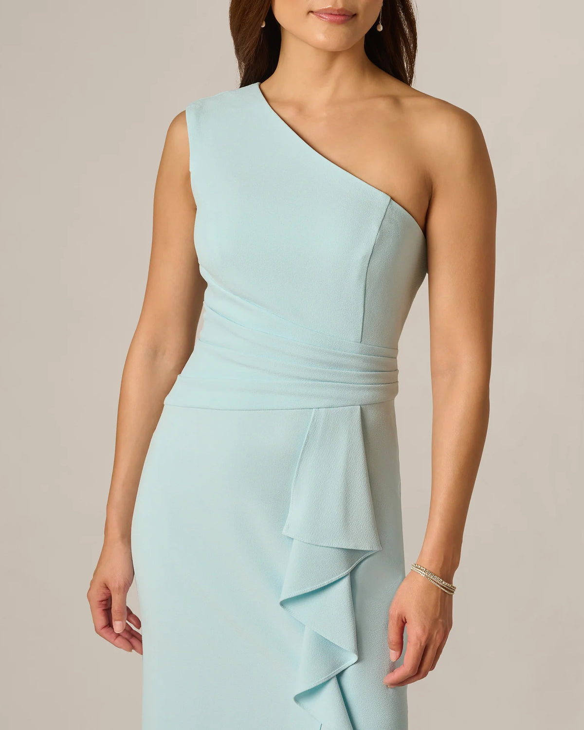 one-shoulder a-line maxi mother of the bride dress - image 3
