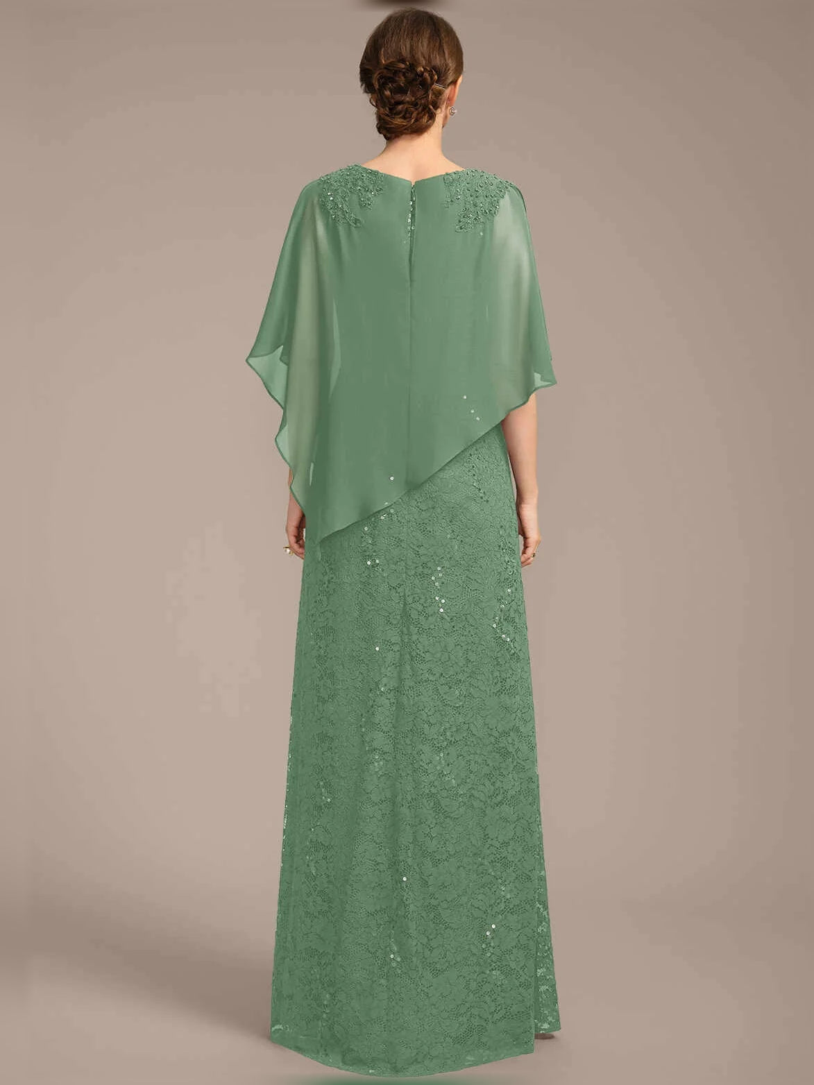 Deep Purple floor-length mother of the bride dress, alternate view showing the dress shape and hem