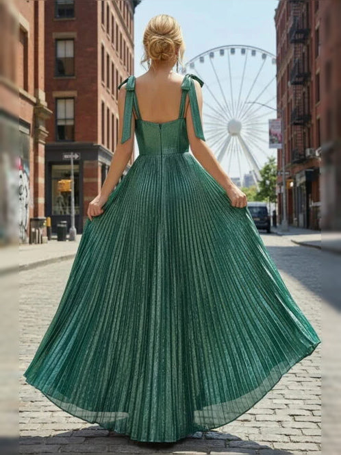 Green maxi prom dress, alternate view showing the dress shape and hem