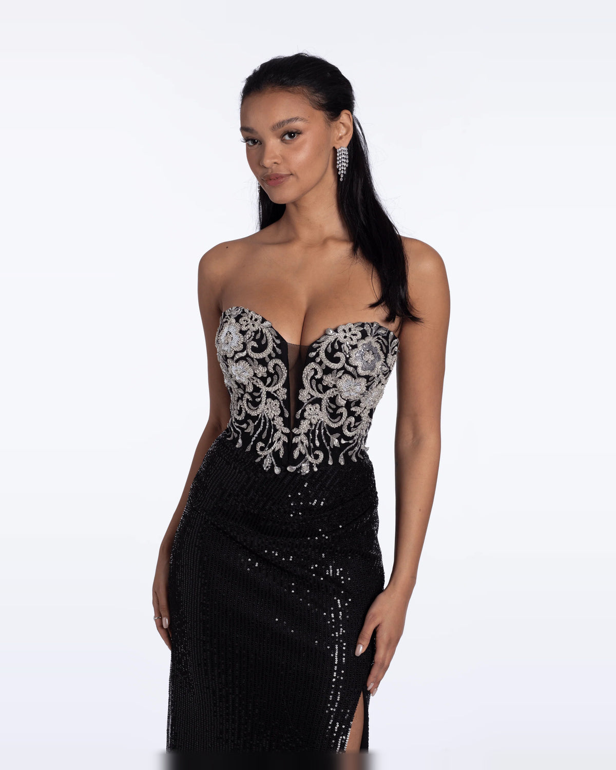 strapless column maxi prom dress - image 3