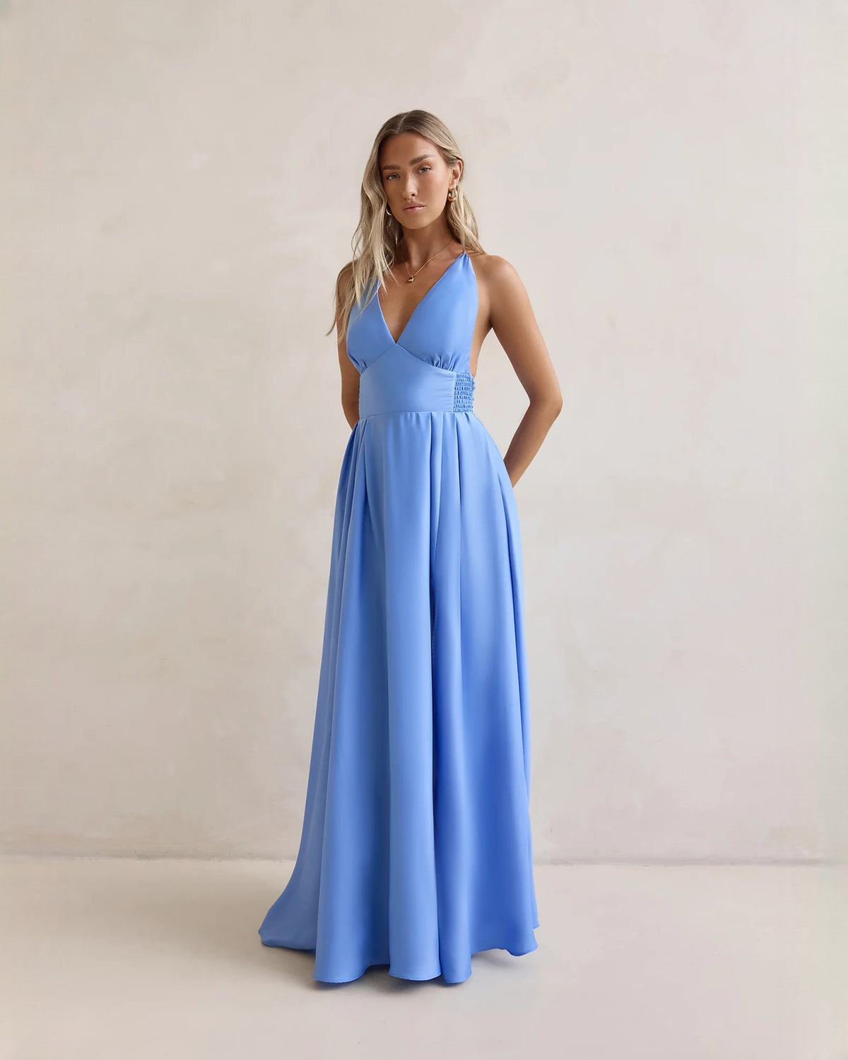 sleeveless chiffon a-line maxi bridesmaid dress - image 3