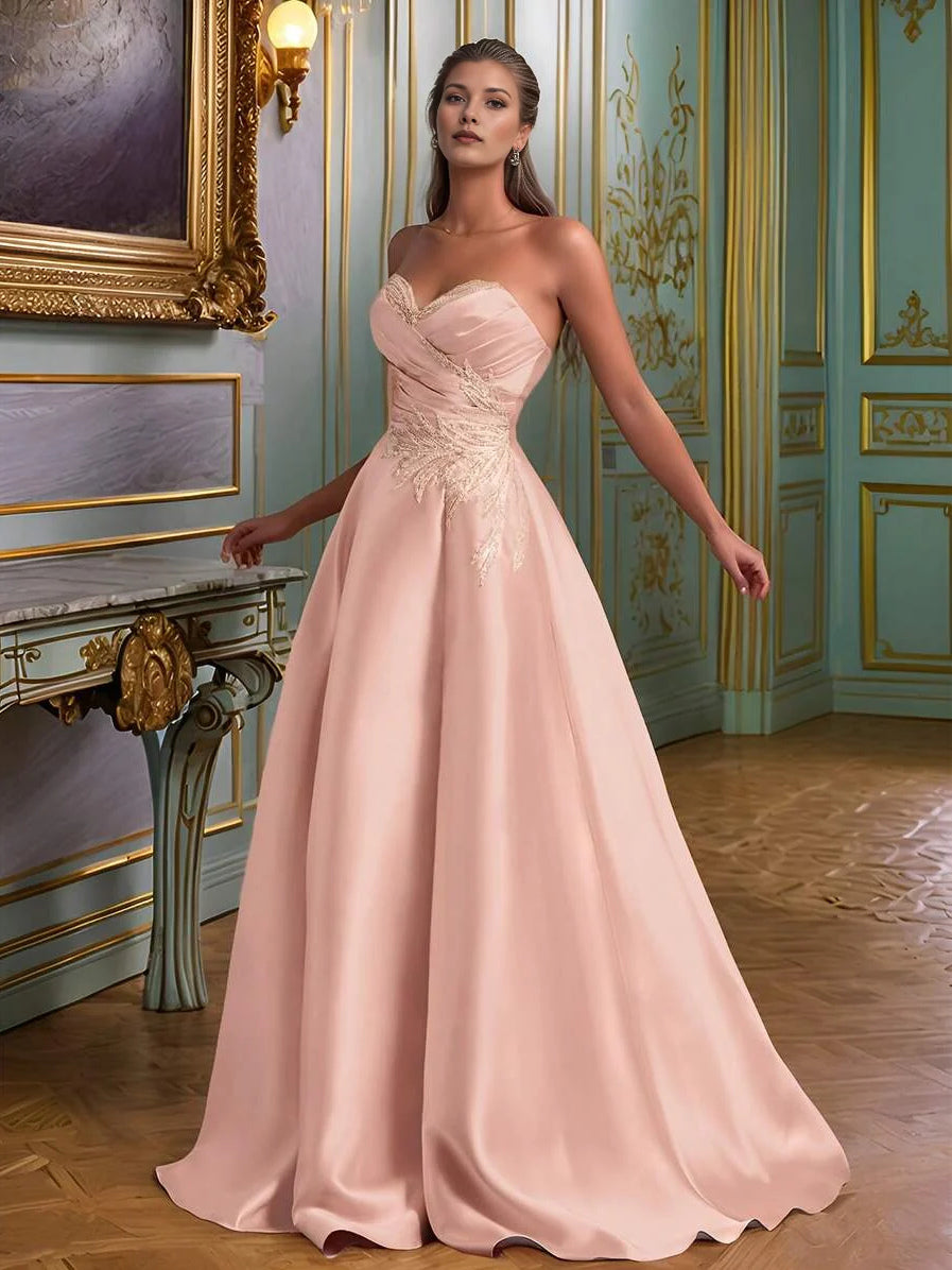 Blush Pink floor-length prom dress, alternate view showing the dress shape and hem