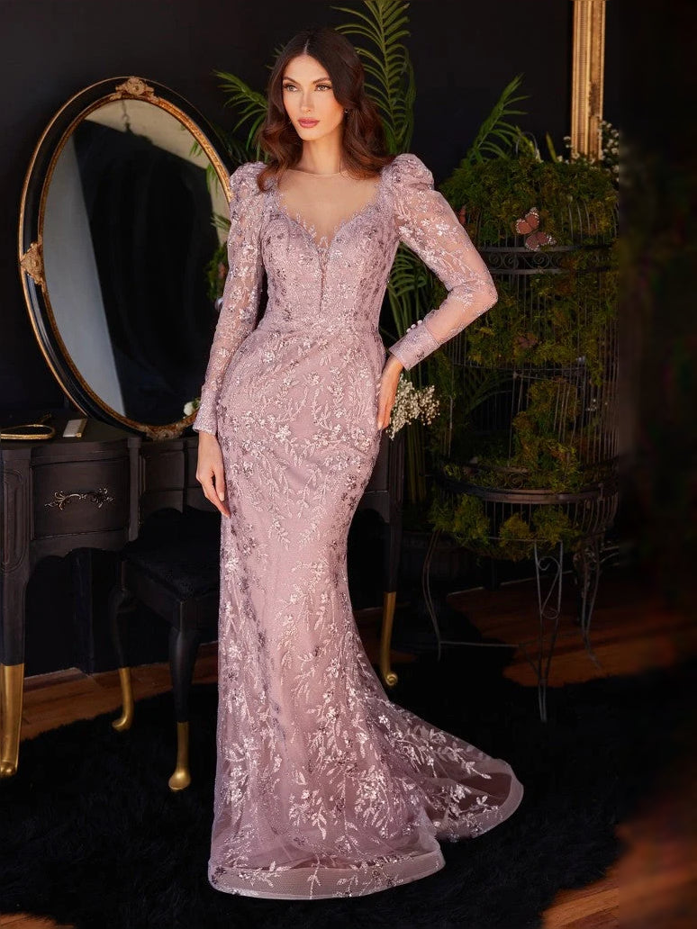 Vintage Mauve floor-length prom dress, alternate view showing the dress shape and hem