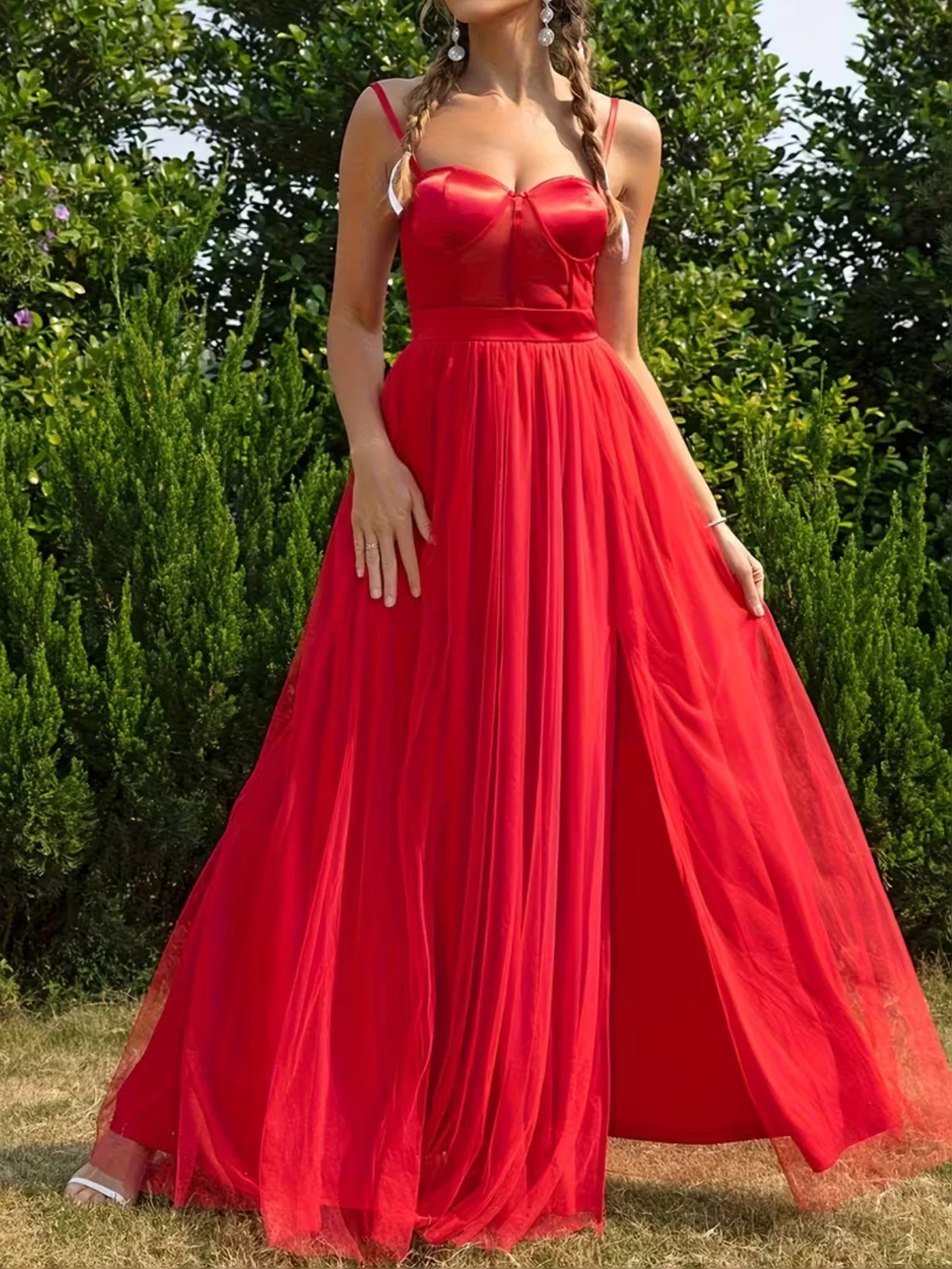 Light Pink maxi prom dress, alternate view showing the dress shape and hem