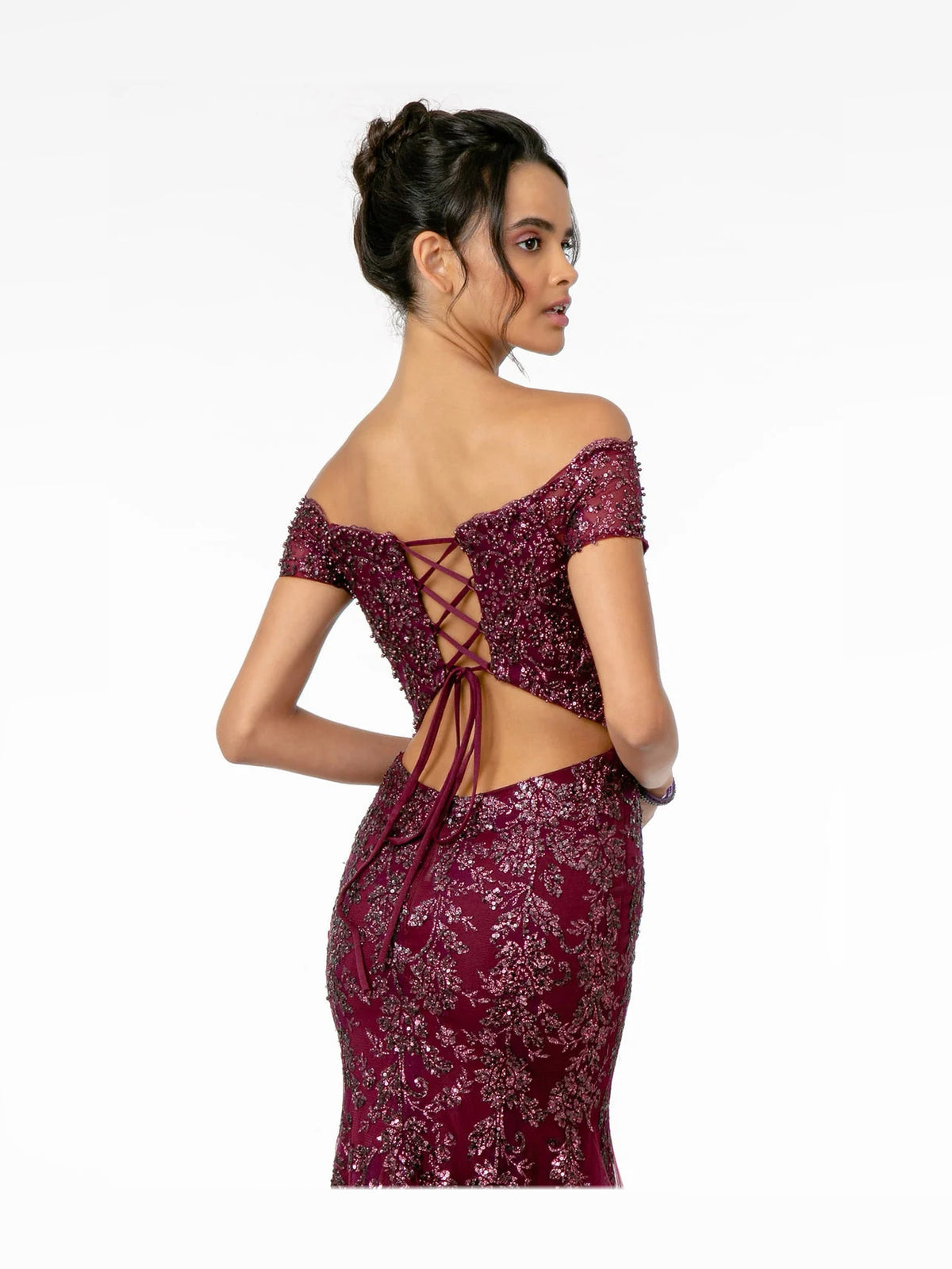 Green floor-length prom dress, alternate view showing the dress shape and hem