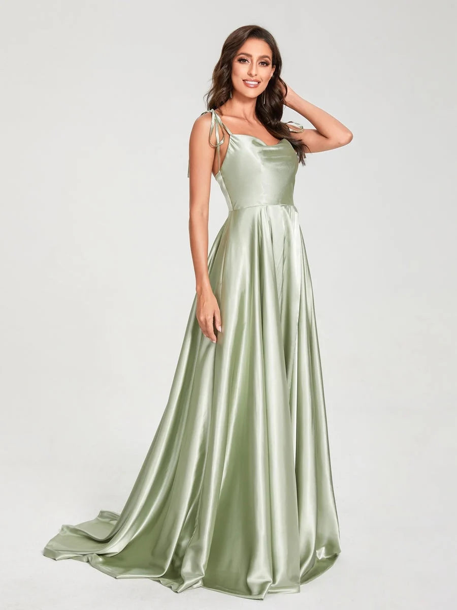 Sage Green a-line floor-length formal dress with halter neckline, alternate view showing the bodice