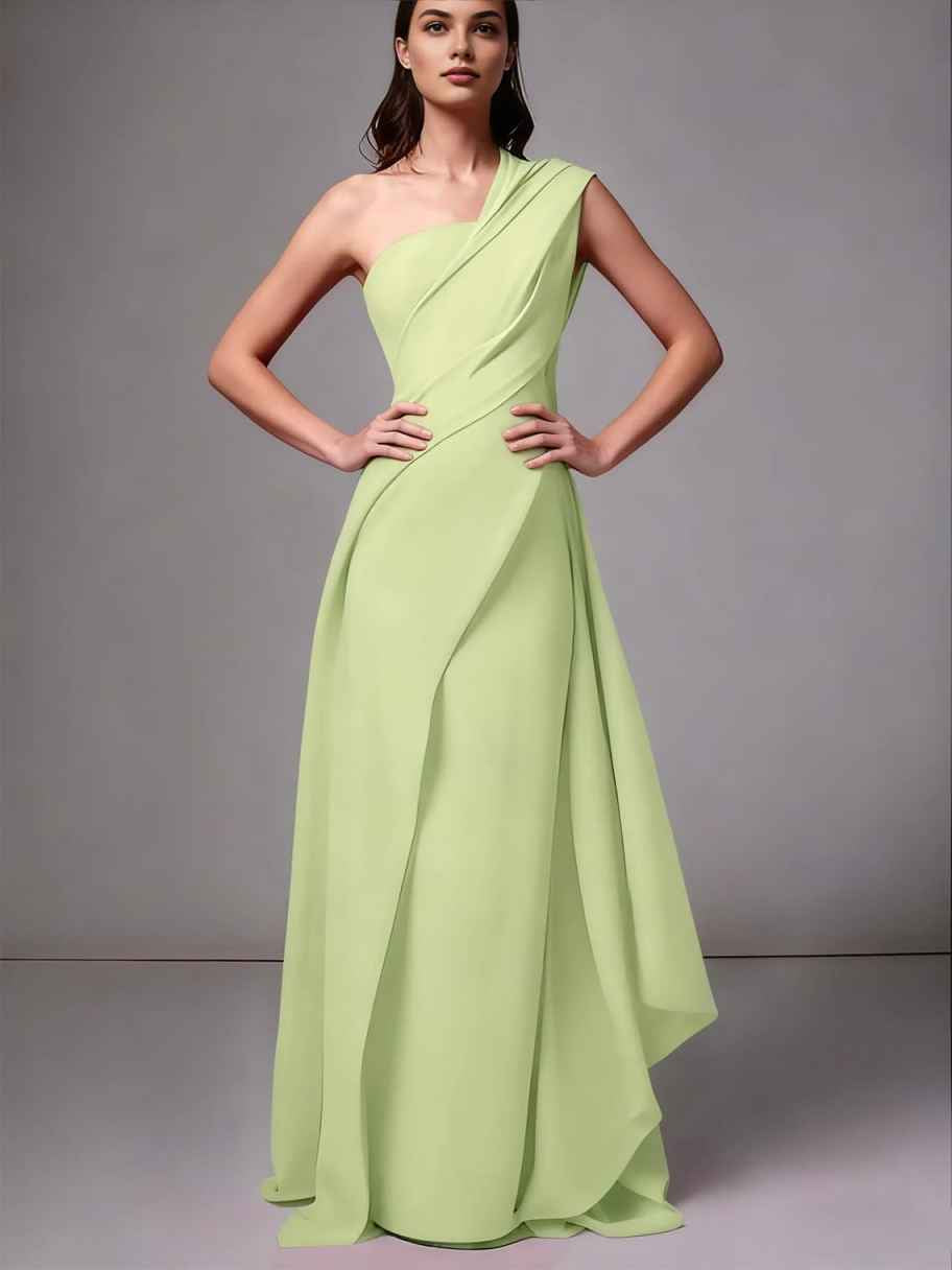 Dusty Sage bodycon floor-length formal dress with draping, alternate view