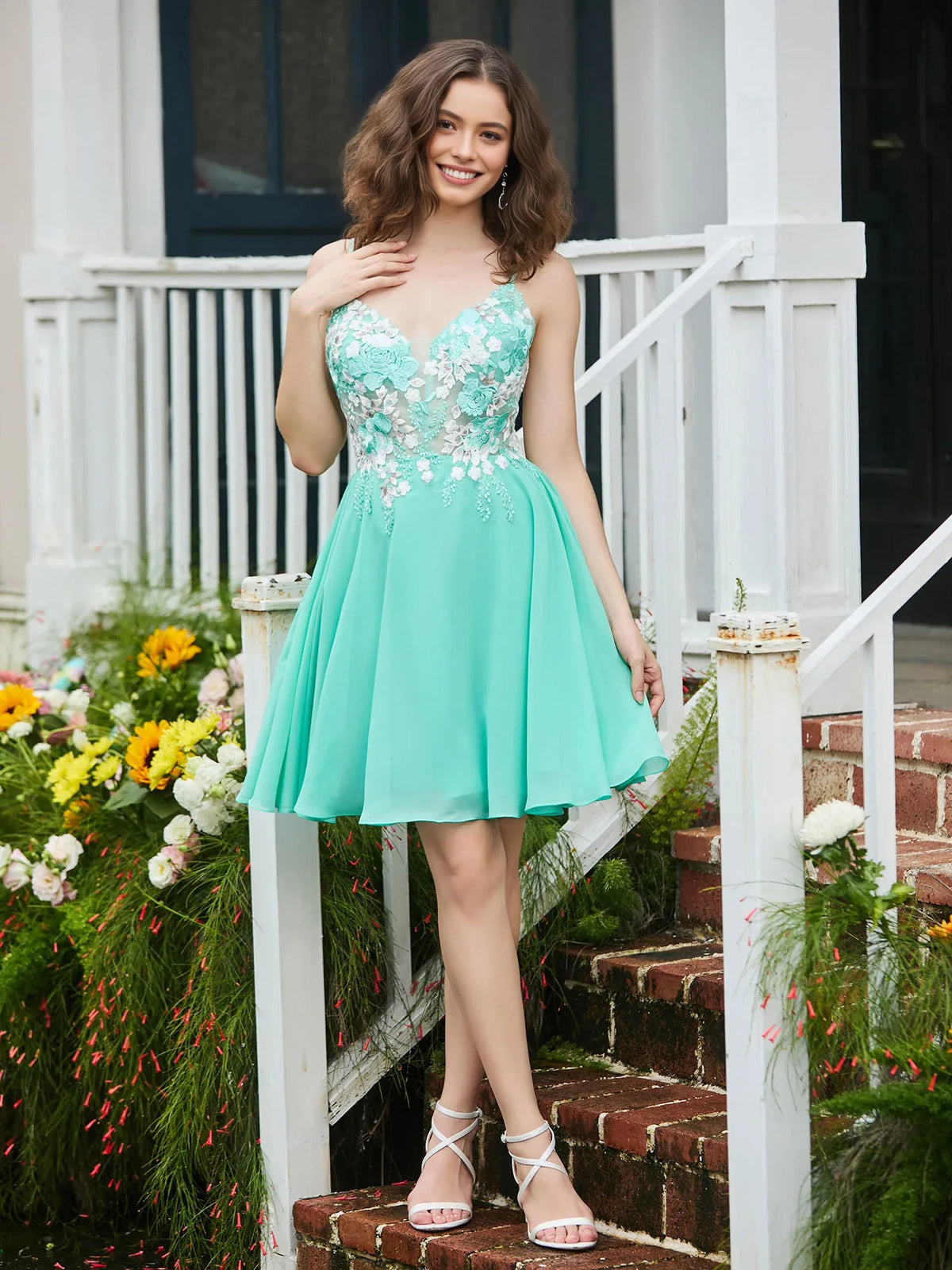 Spa mini homecoming dress, alternate view showing the dress shape and hem
