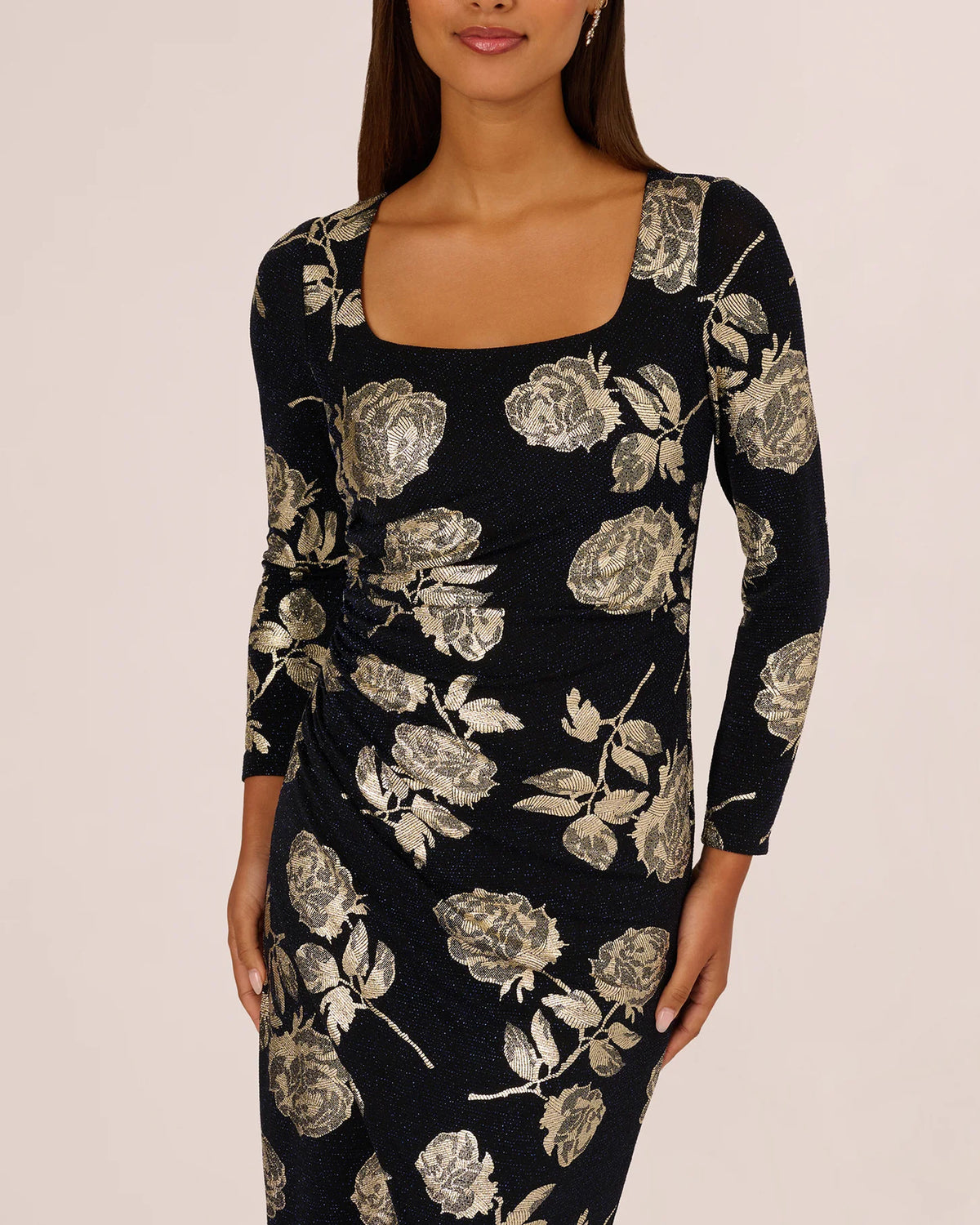 long-sleeve a-line midi mother of the bride dress - image 3