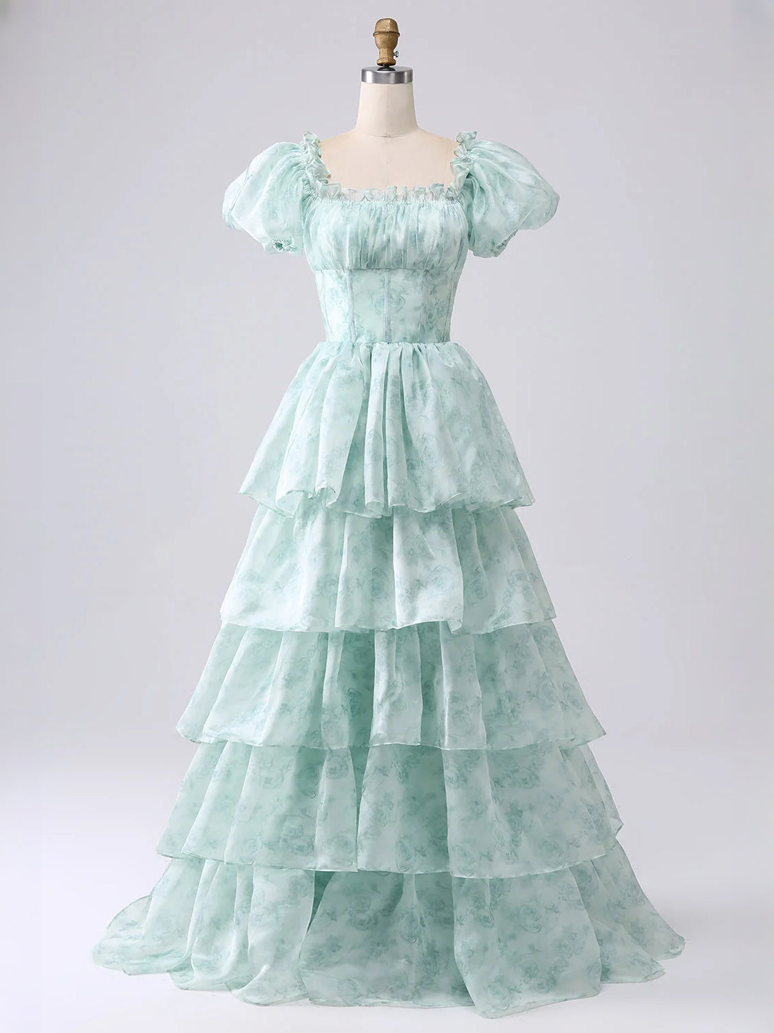 Mint Green floor-length prom dress, alternate view showing the dress shape and hem