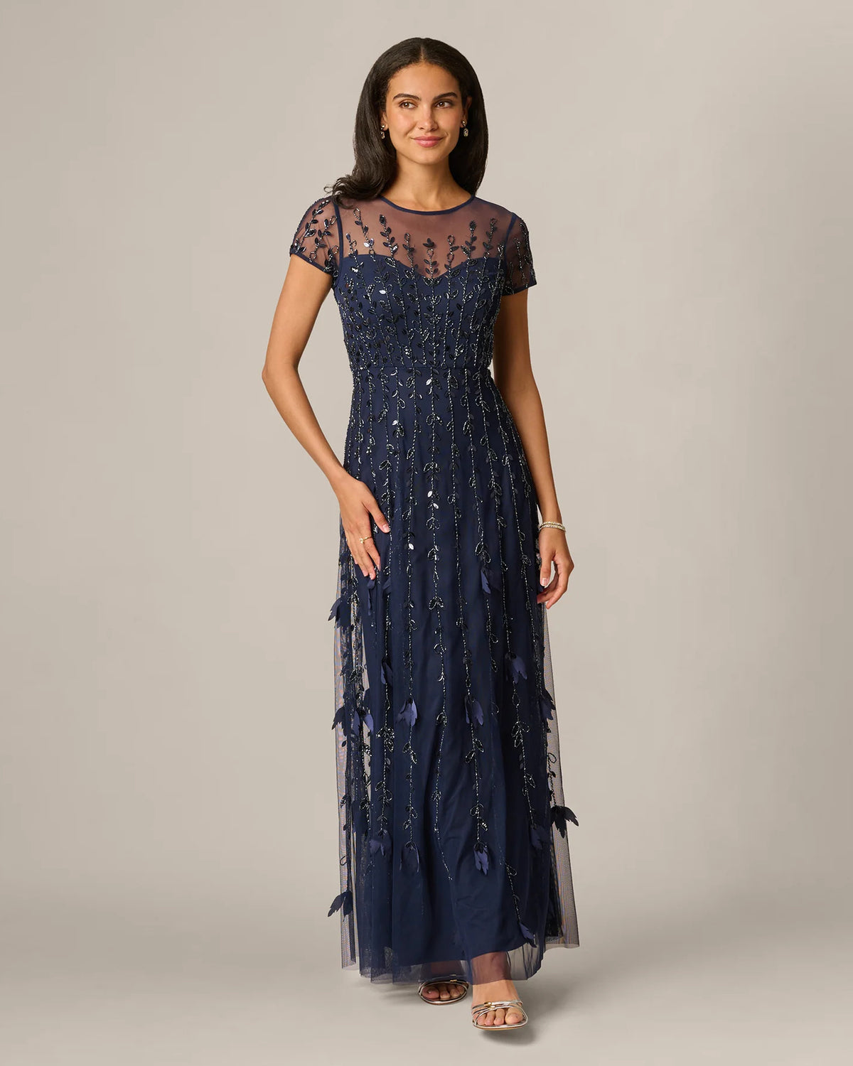 spaghetti strap a-line maxi mother of the bride dress - image 3