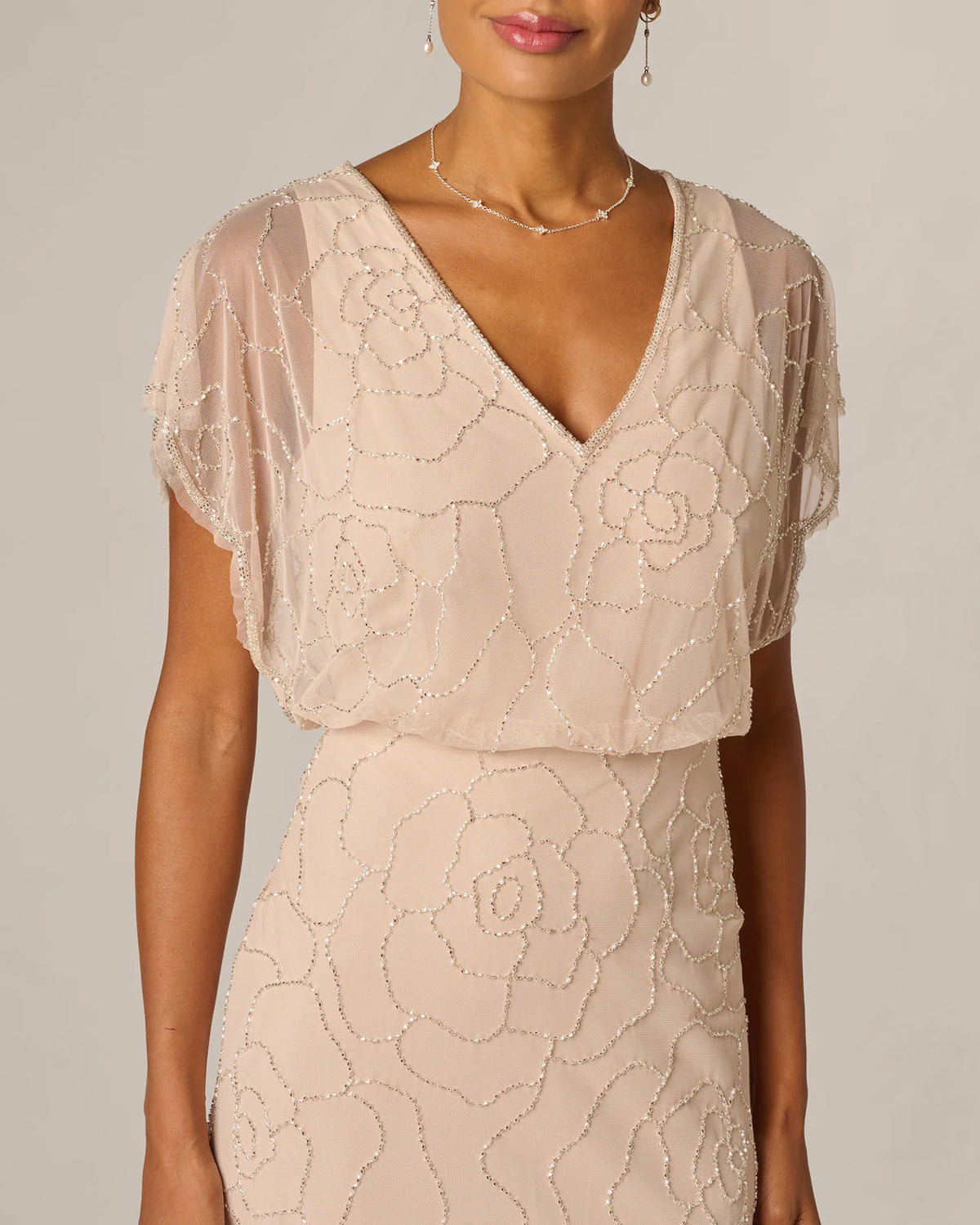 short-sleeve a-line maxi mother of the bride dress - image 3
