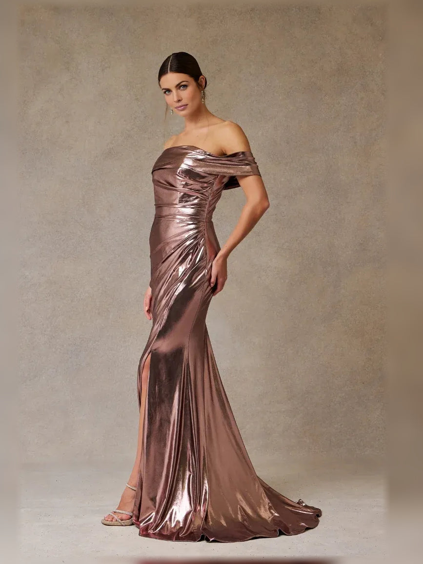As Picture mermaid floor-length formal dress with ruching, alternate view