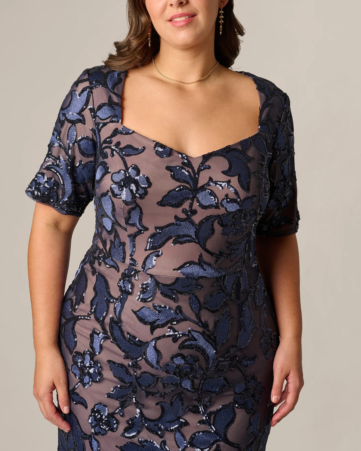 short-sleeve a-line maxi mother of the bride dress - image 3