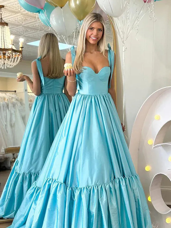 Light Blue floor-length prom dress, alternate view showing the dress shape and hem