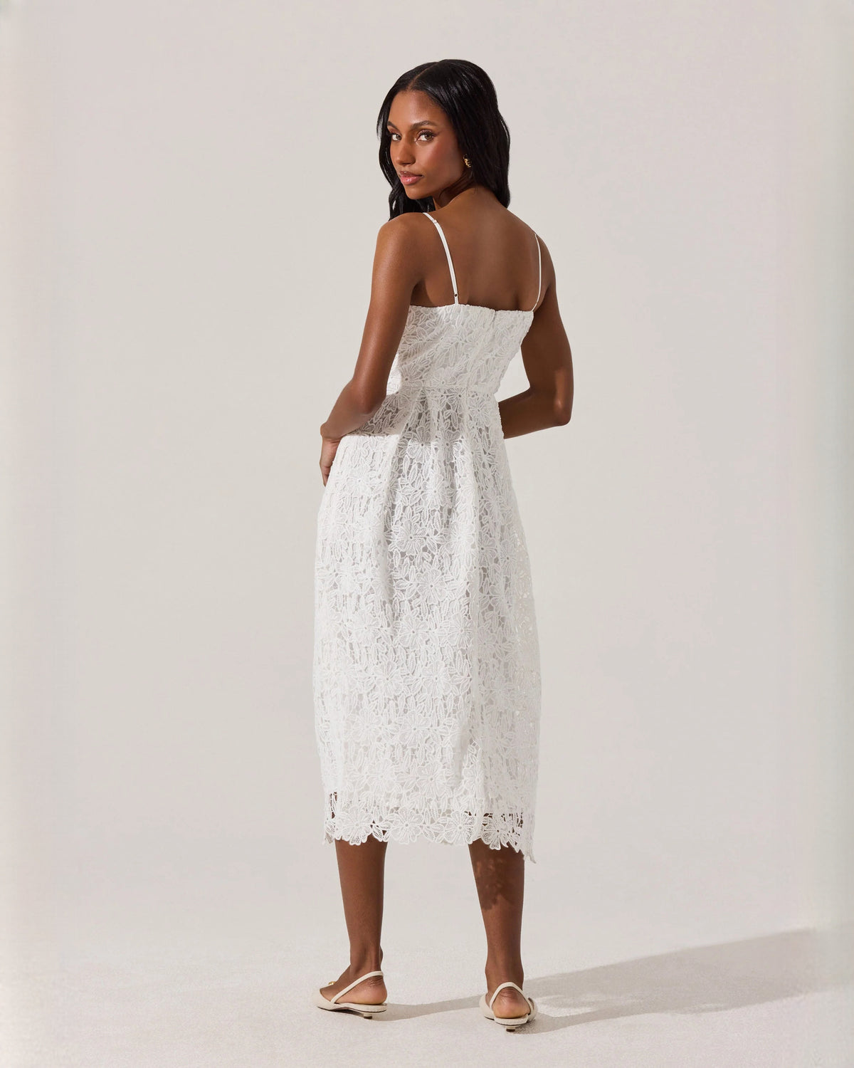sleeveless mesh a-line midi bridesmaid dress - image 3