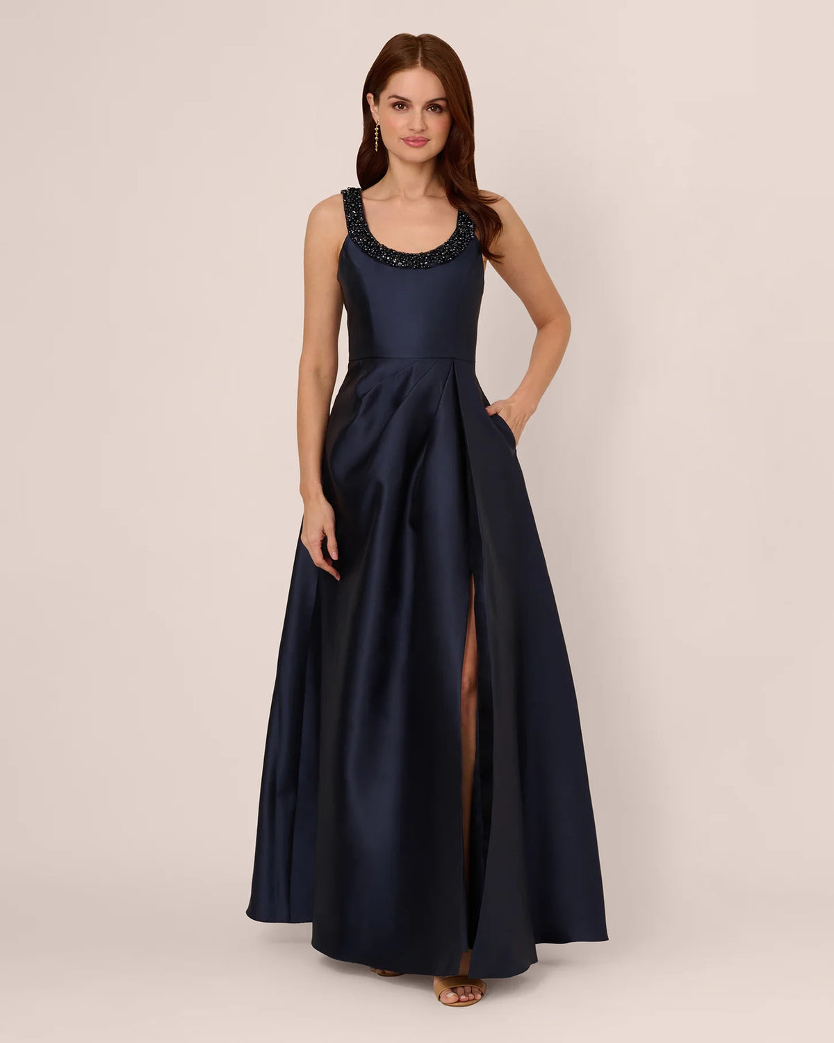 sleeveless fit-and-flare maxi mother of the bride dress - image 3