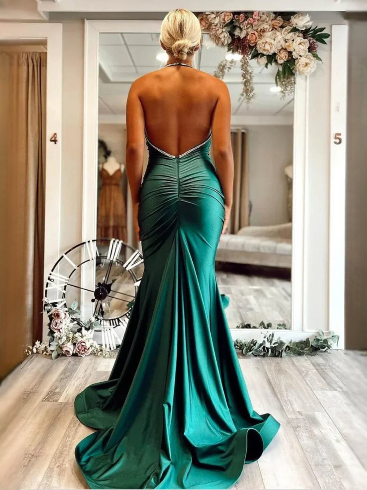 Royal Blue floor-length prom dress, alternate view showing the dress shape and hem