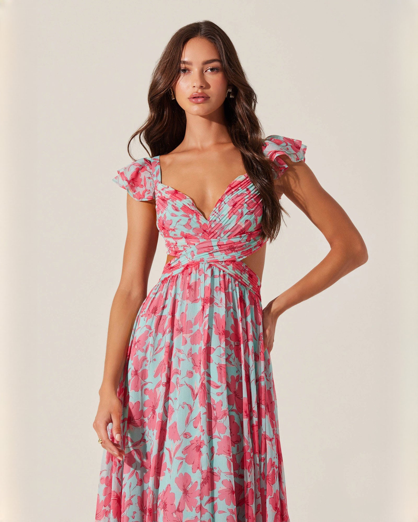 sleeveless chiffon a-line maxi bridesmaid dress - image 3