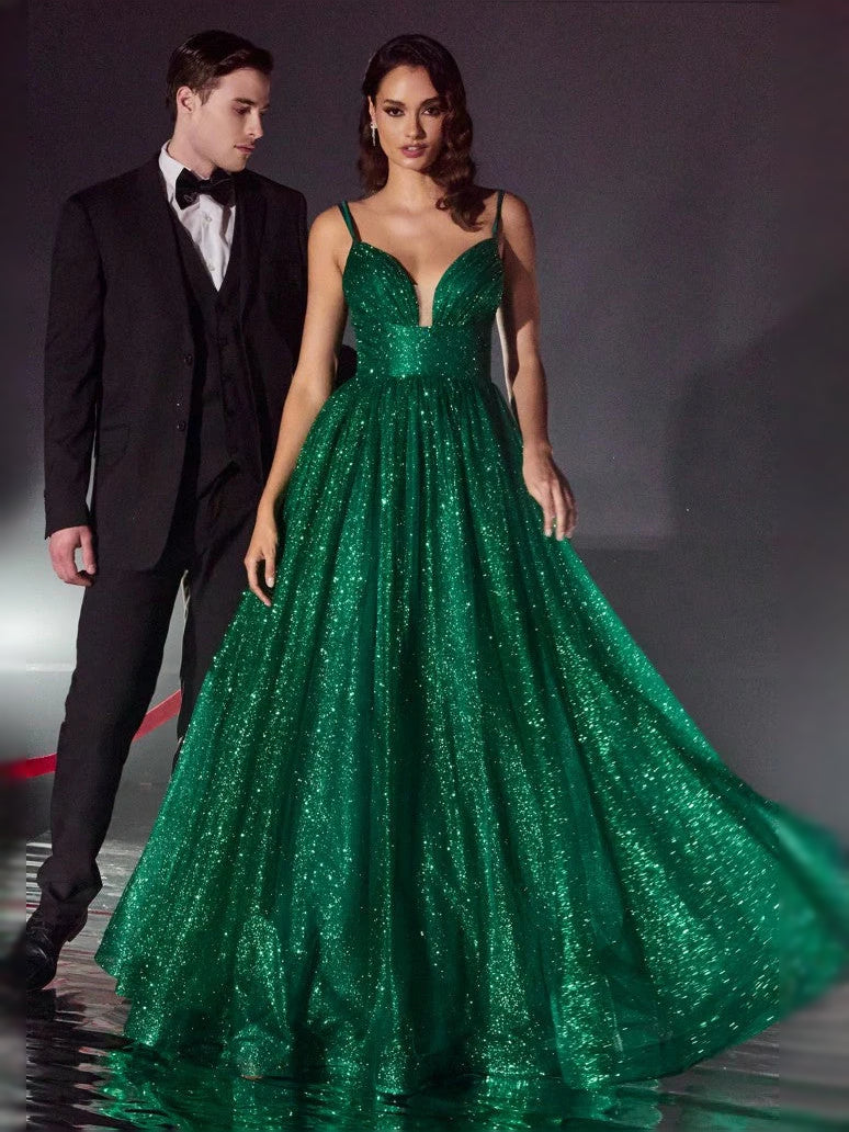 Emerald Green floor-length prom dress, alternate view showing the dress shape and hem