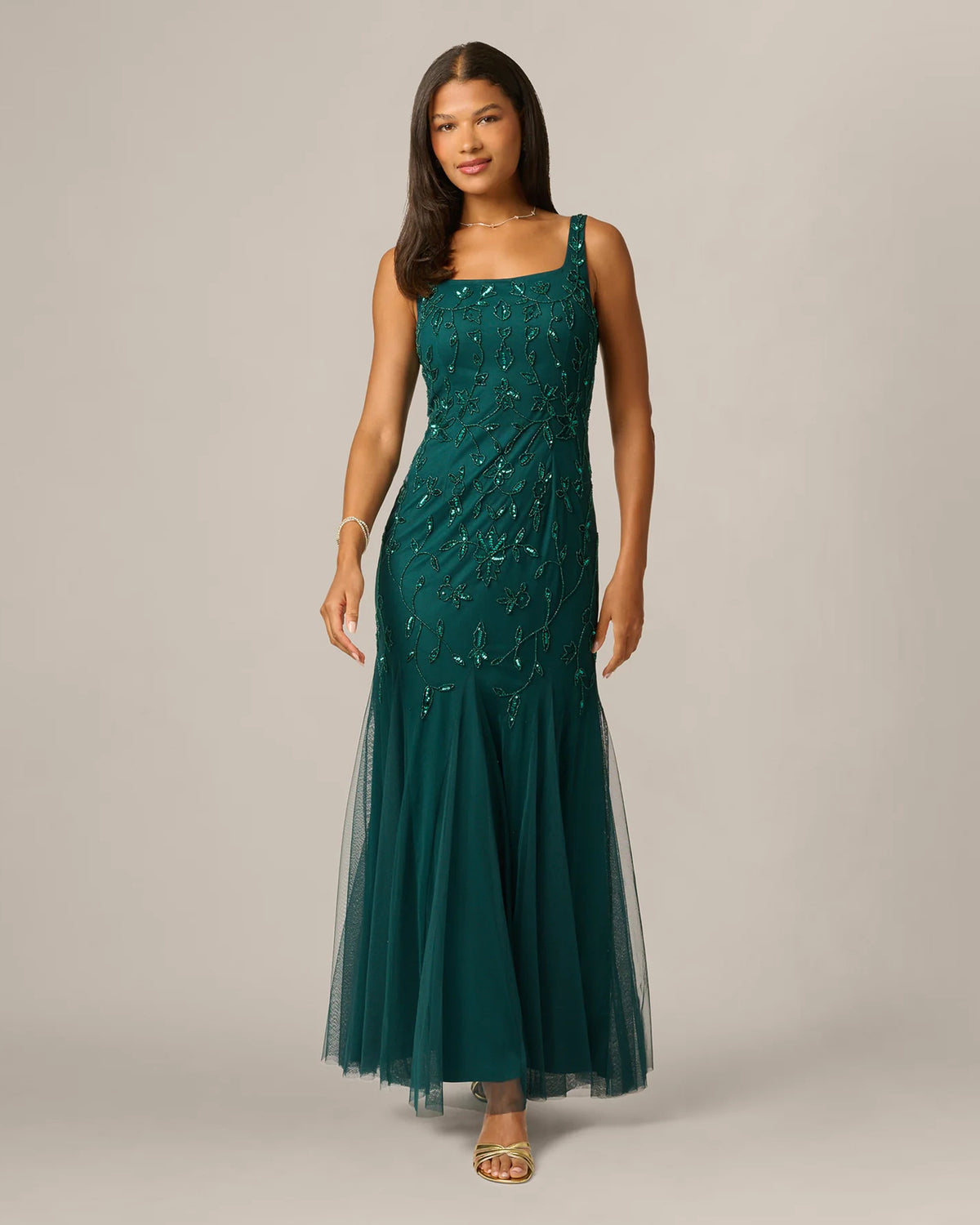 square neck a-line maxi mother of the bride dress - image 3