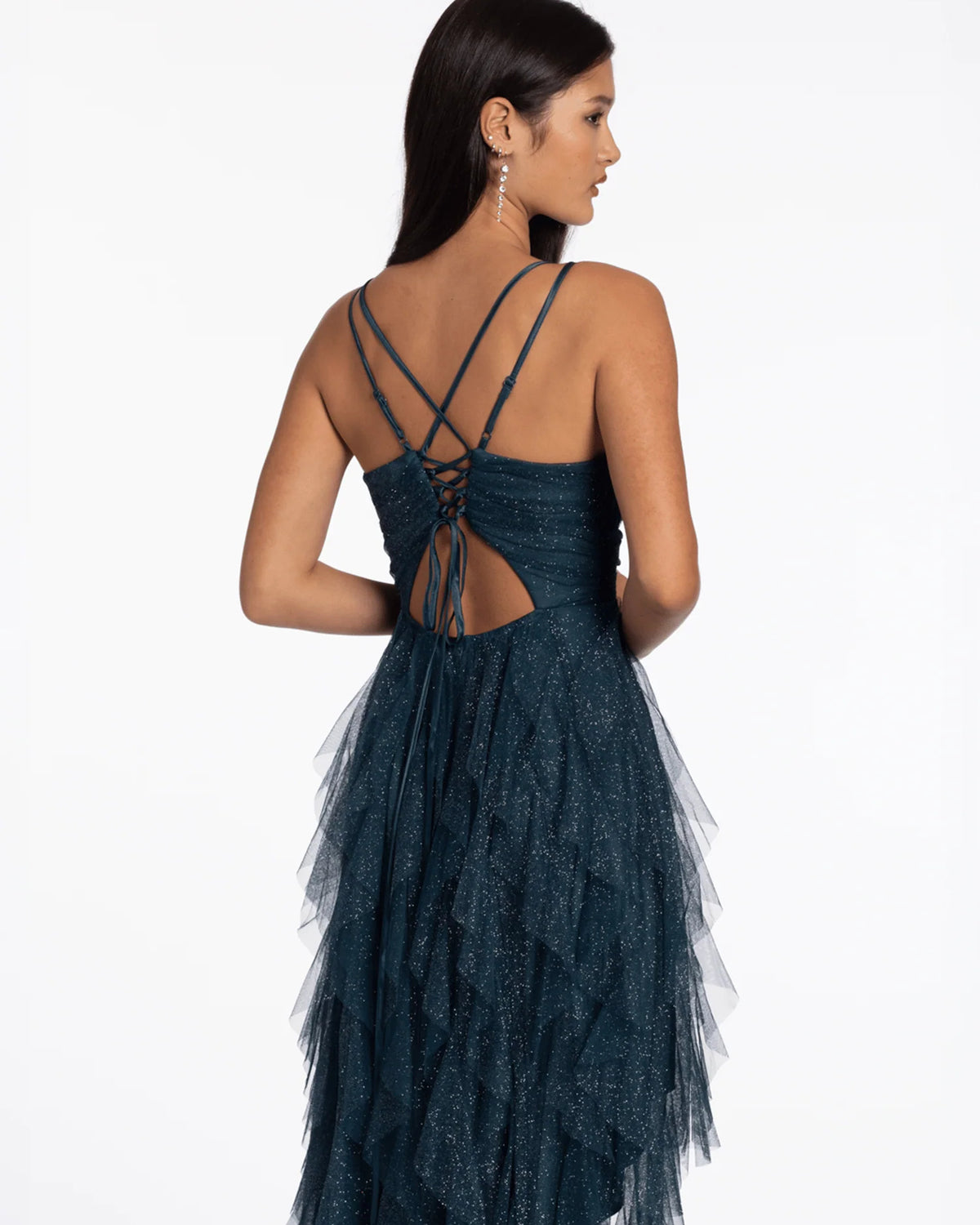 spaghetti strap a-line maxi homecoming dress - image 3