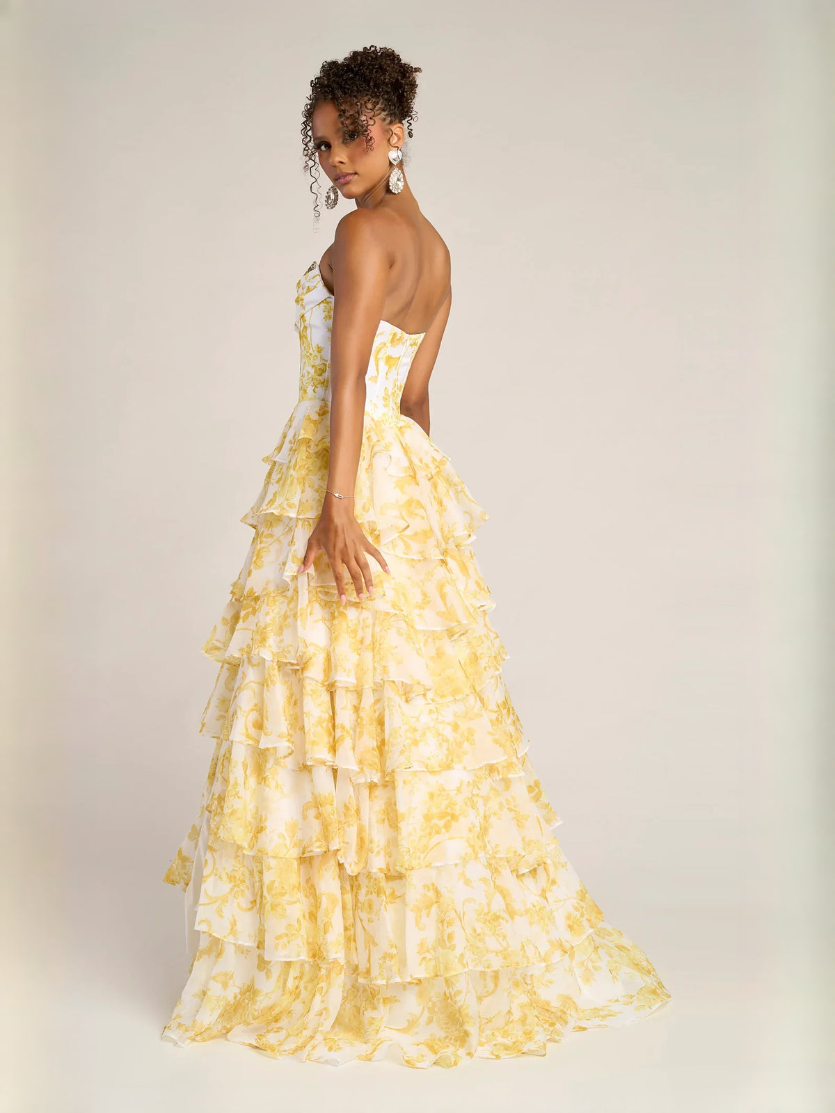 Blue floor-length prom dress, alternate view showing the dress shape and hem