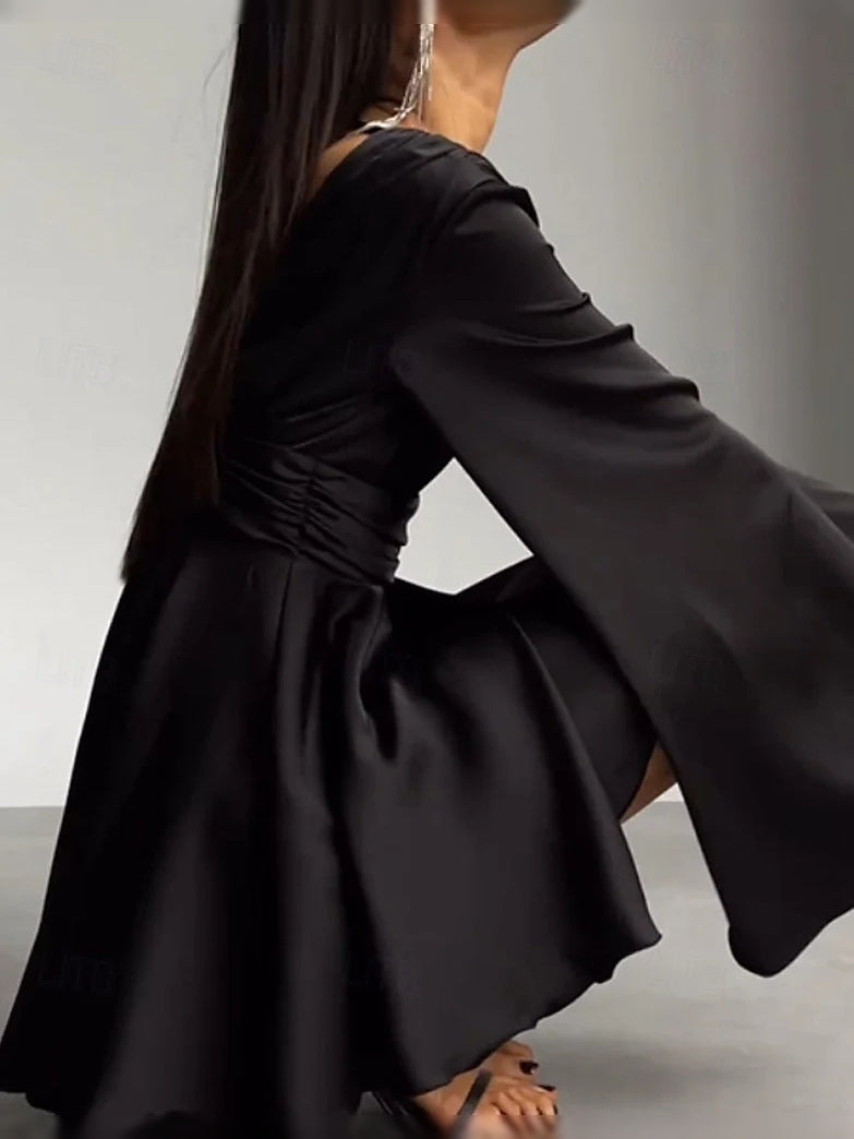 Brown mini prom dress, alternate view showing the dress shape and hem