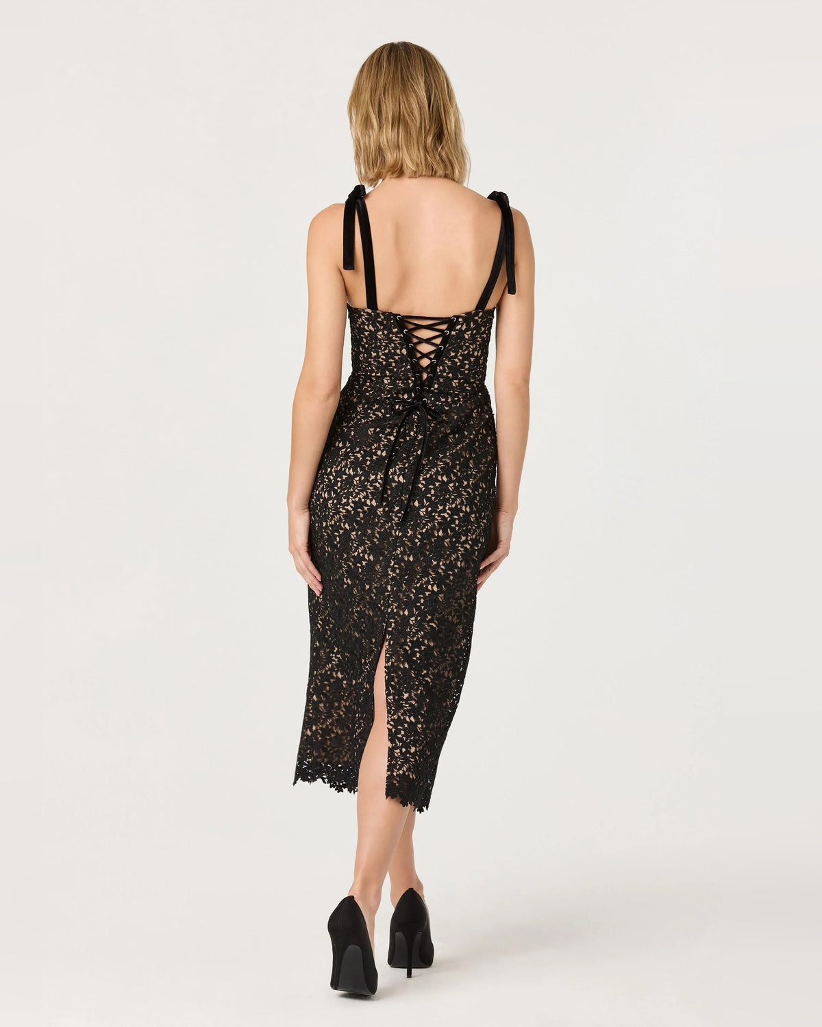 spaghetti strap a-line midi formal dress - image 3
