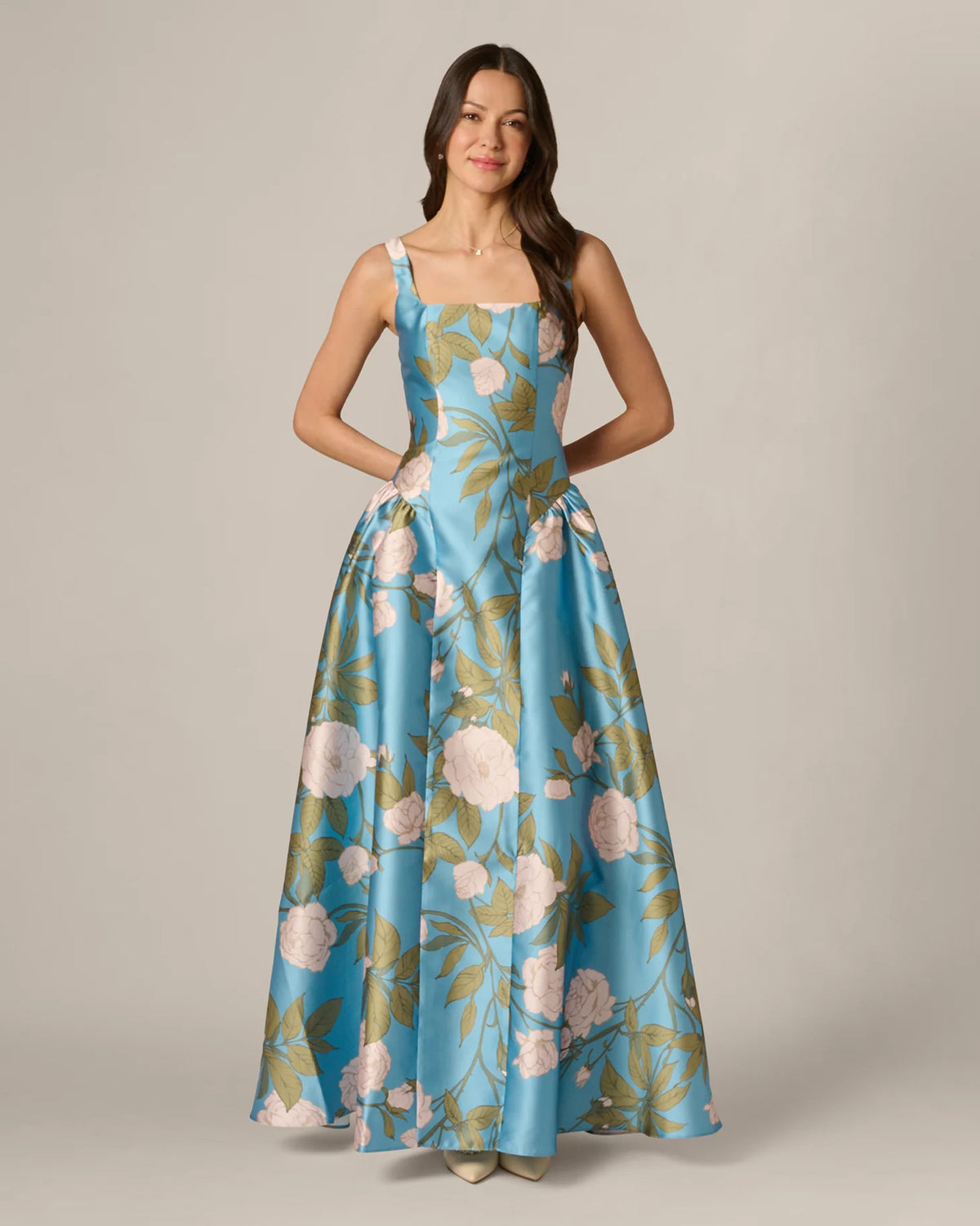 square neck a-line maxi mother of the bride dress - image 3